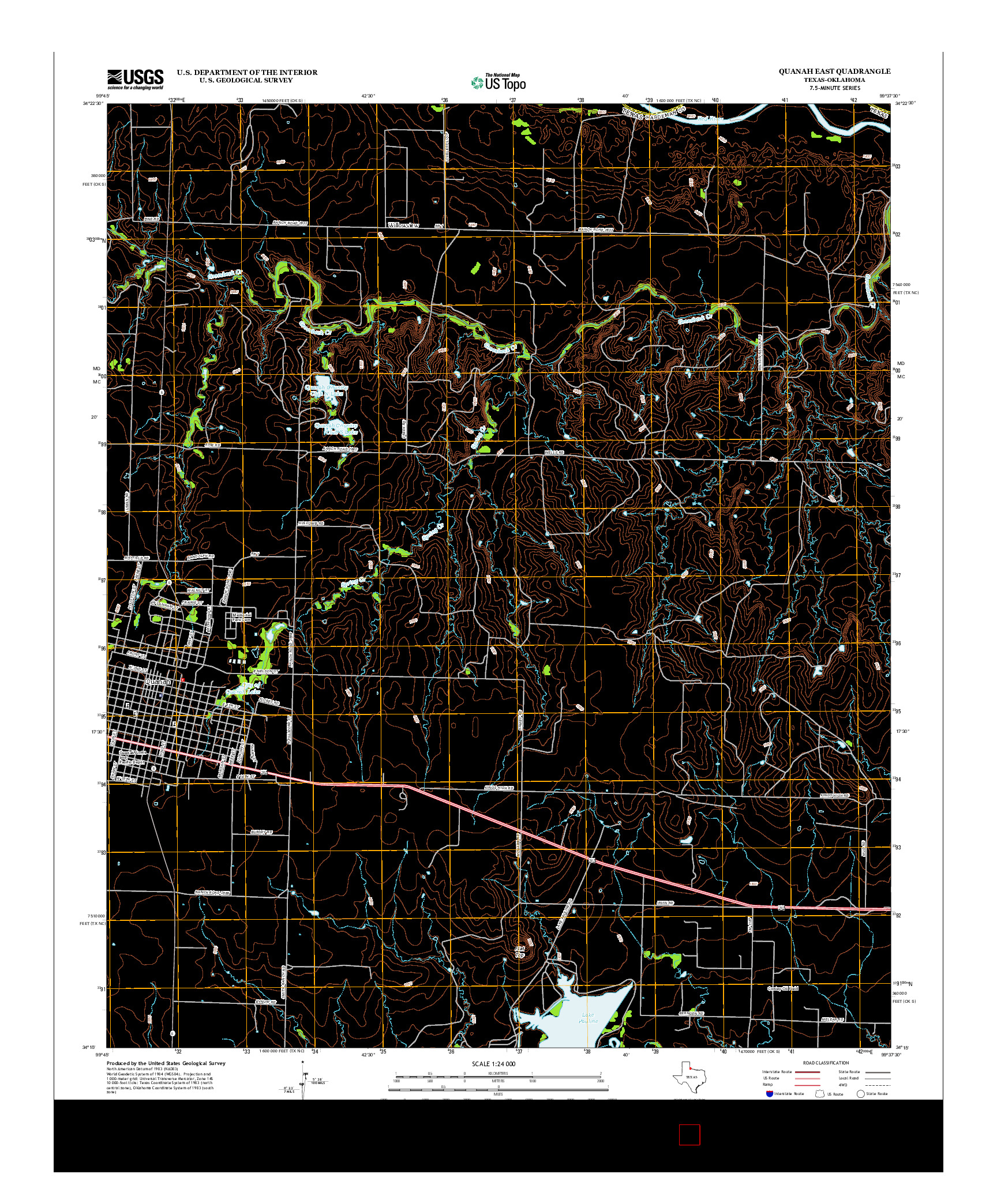 USGS US TOPO 7.5-MINUTE MAP FOR QUANAH EAST, TX-OK 2012