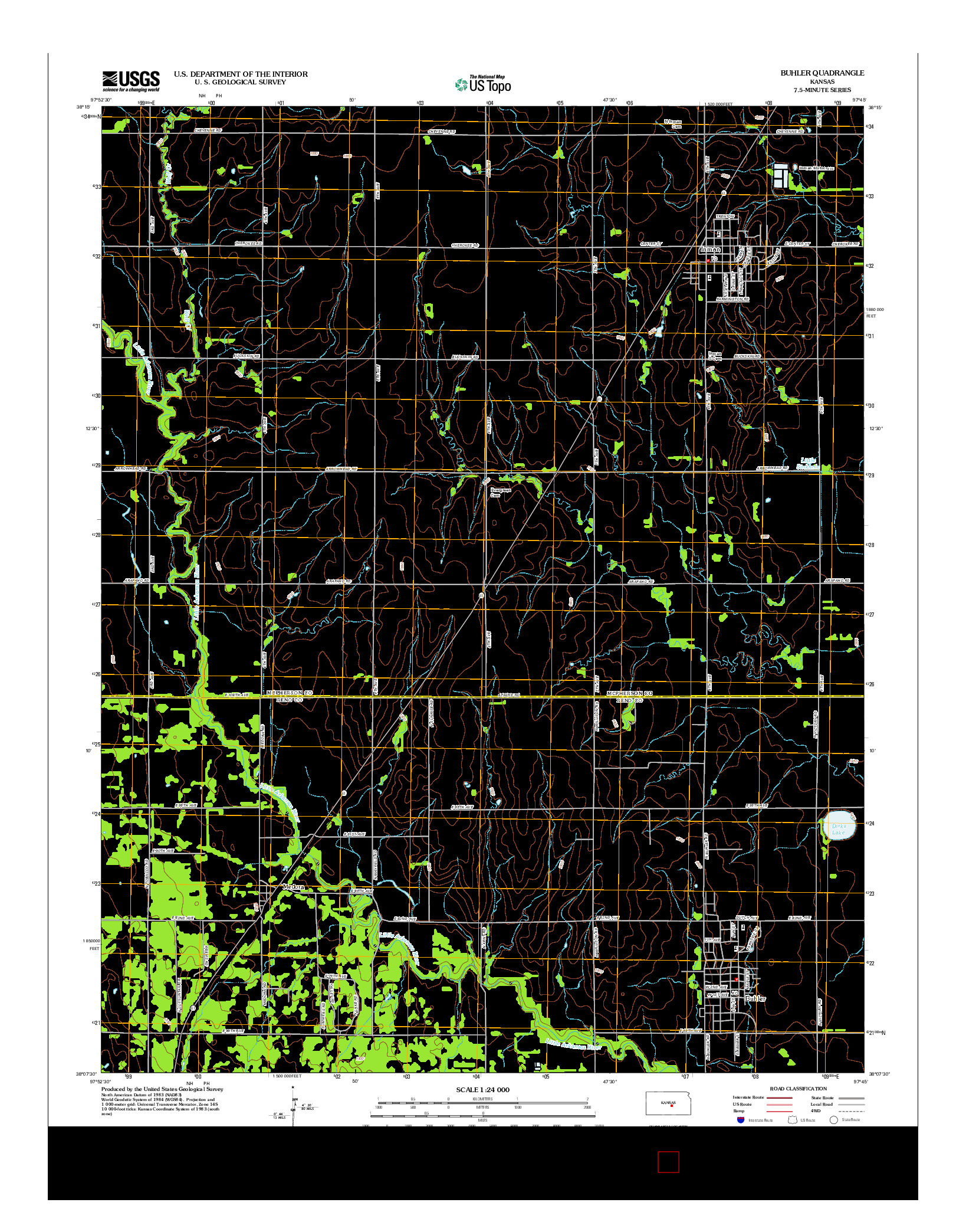 USGS US TOPO 7.5-MINUTE MAP FOR BUHLER, KS 2012