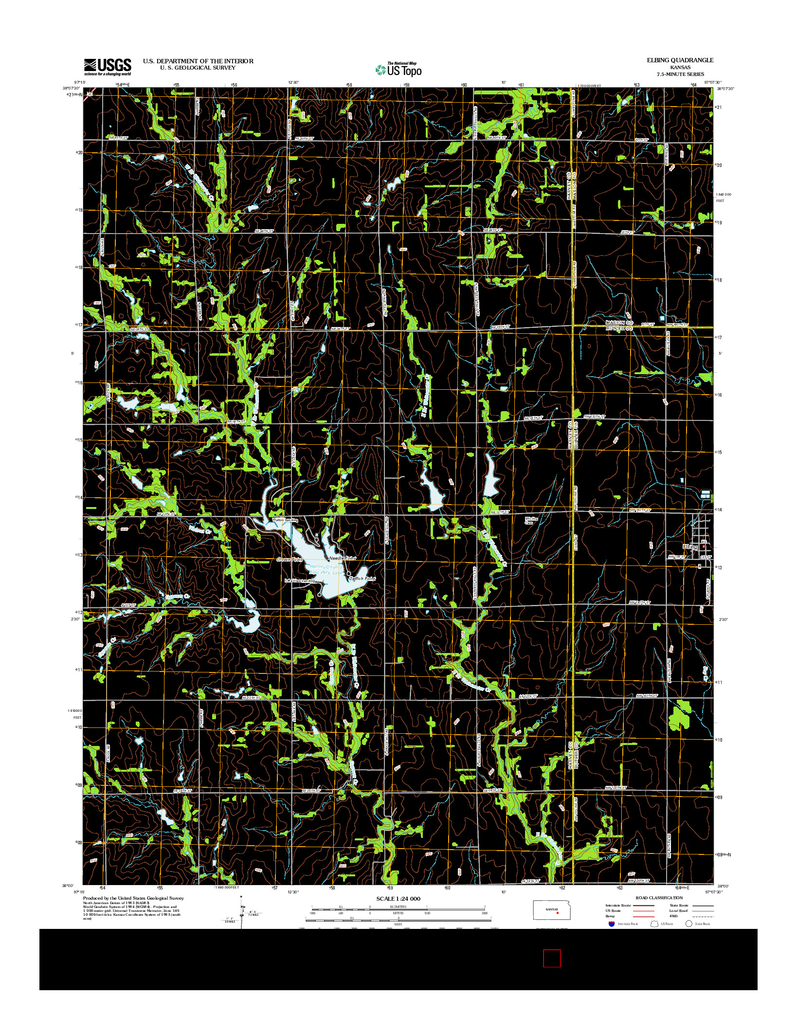 USGS US TOPO 7.5-MINUTE MAP FOR ELBING, KS 2012