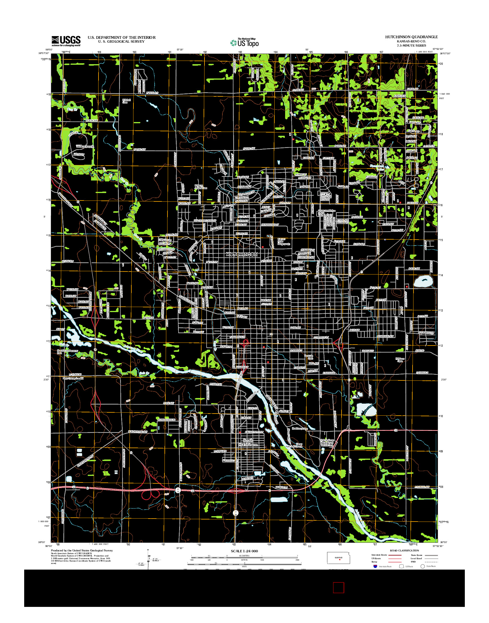 USGS US TOPO 7.5-MINUTE MAP FOR HUTCHINSON, KS 2012