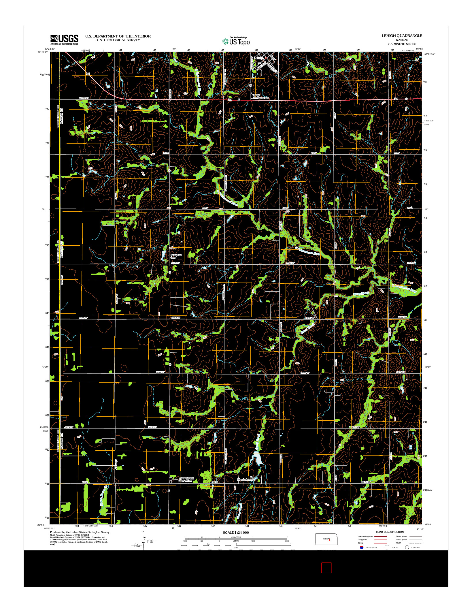 USGS US TOPO 7.5-MINUTE MAP FOR LEHIGH, KS 2012