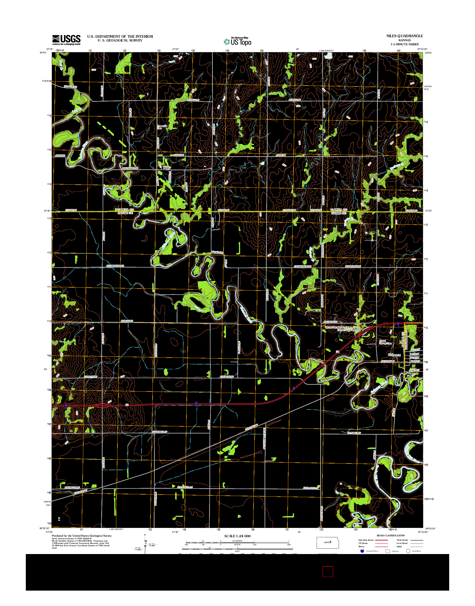 USGS US TOPO 7.5-MINUTE MAP FOR NILES, KS 2012