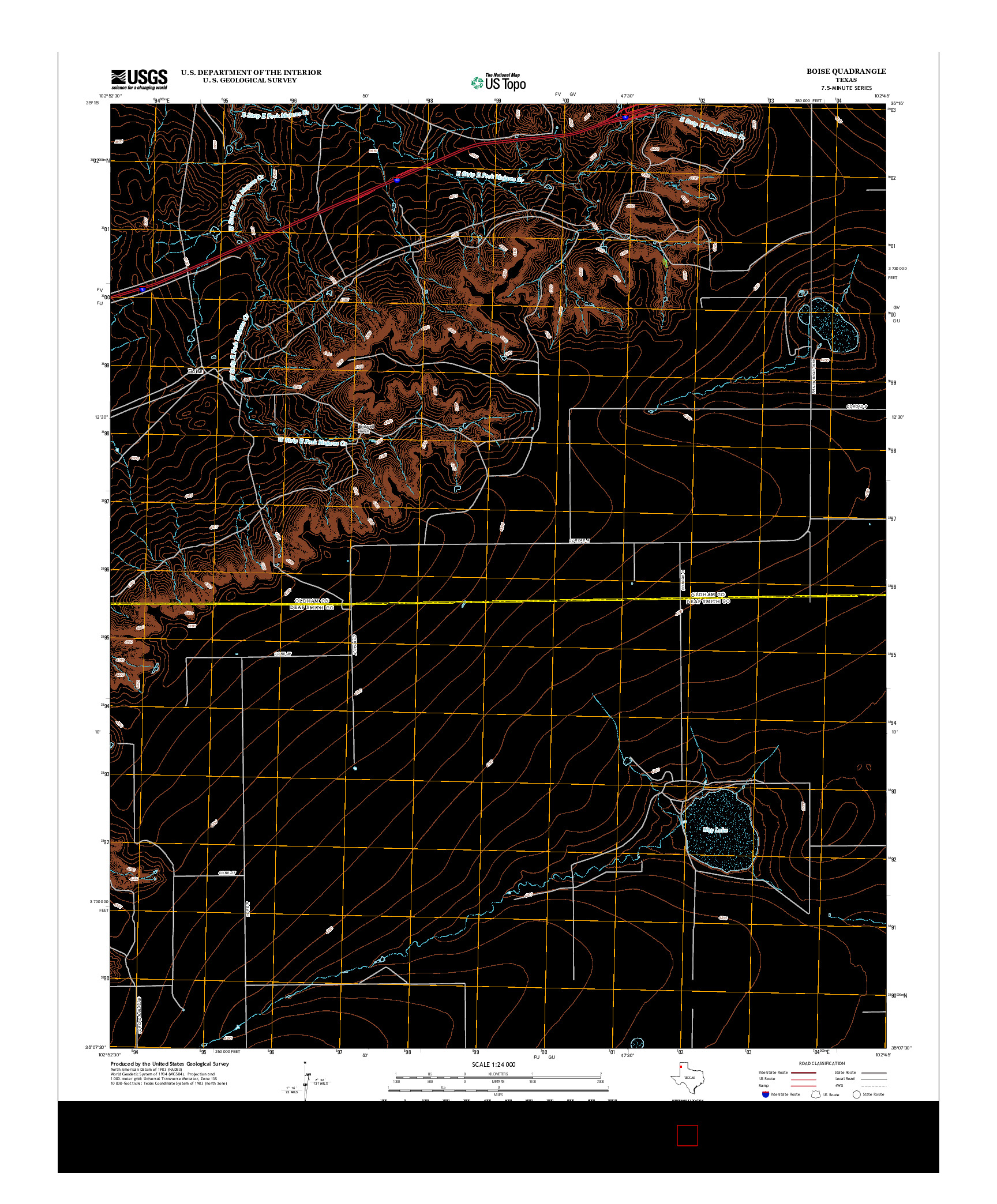 USGS US TOPO 7.5-MINUTE MAP FOR BOISE, TX 2012
