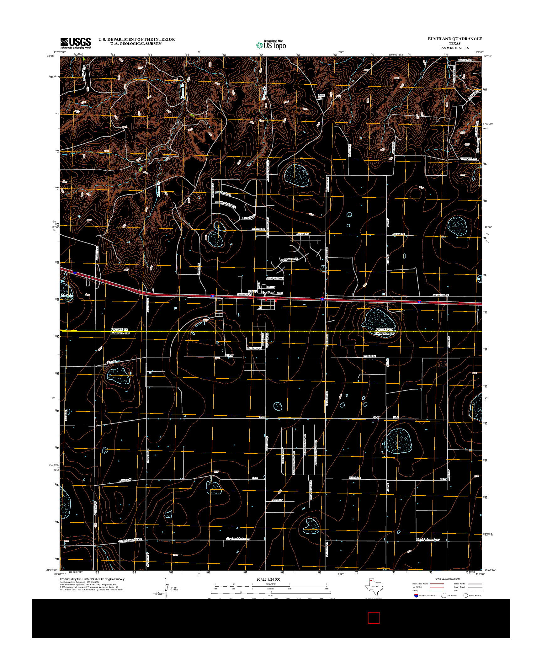 USGS US TOPO 7.5-MINUTE MAP FOR BUSHLAND, TX 2012