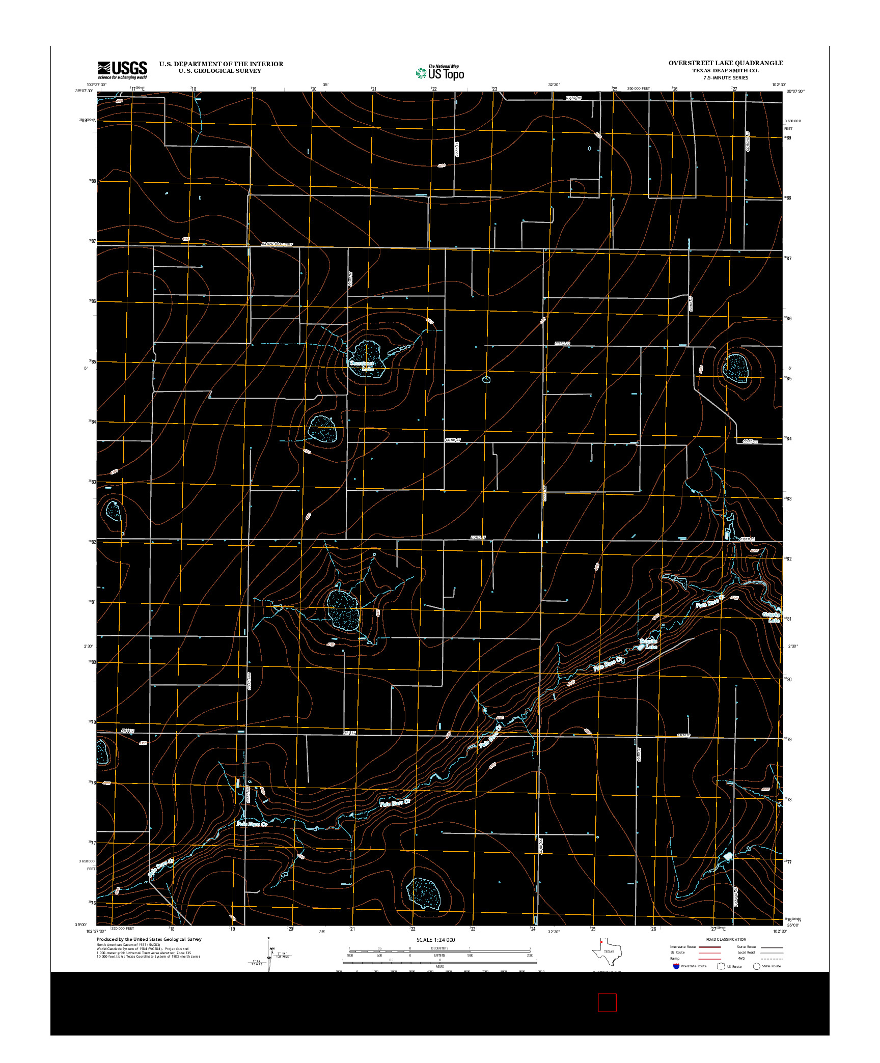 USGS US TOPO 7.5-MINUTE MAP FOR OVERSTREET LAKE, TX 2012