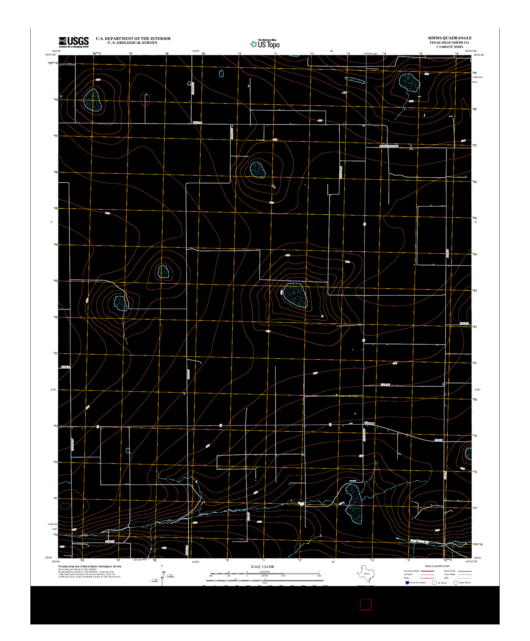 USGS US TOPO 7.5-MINUTE MAP FOR SIMMS, TX 2012