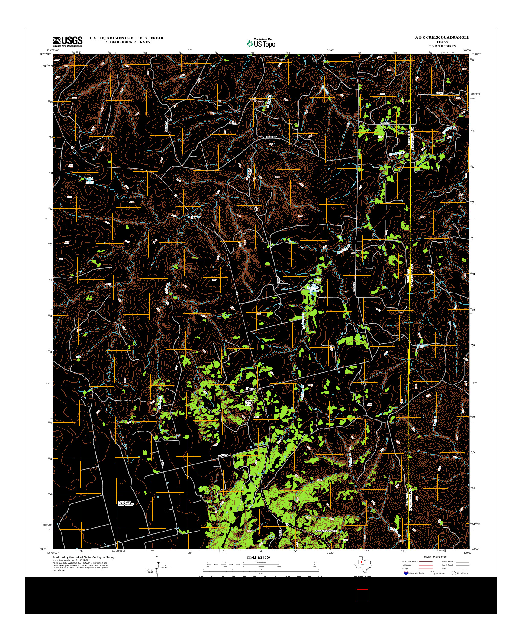 USGS US TOPO 7.5-MINUTE MAP FOR A B C CREEK, TX 2012
