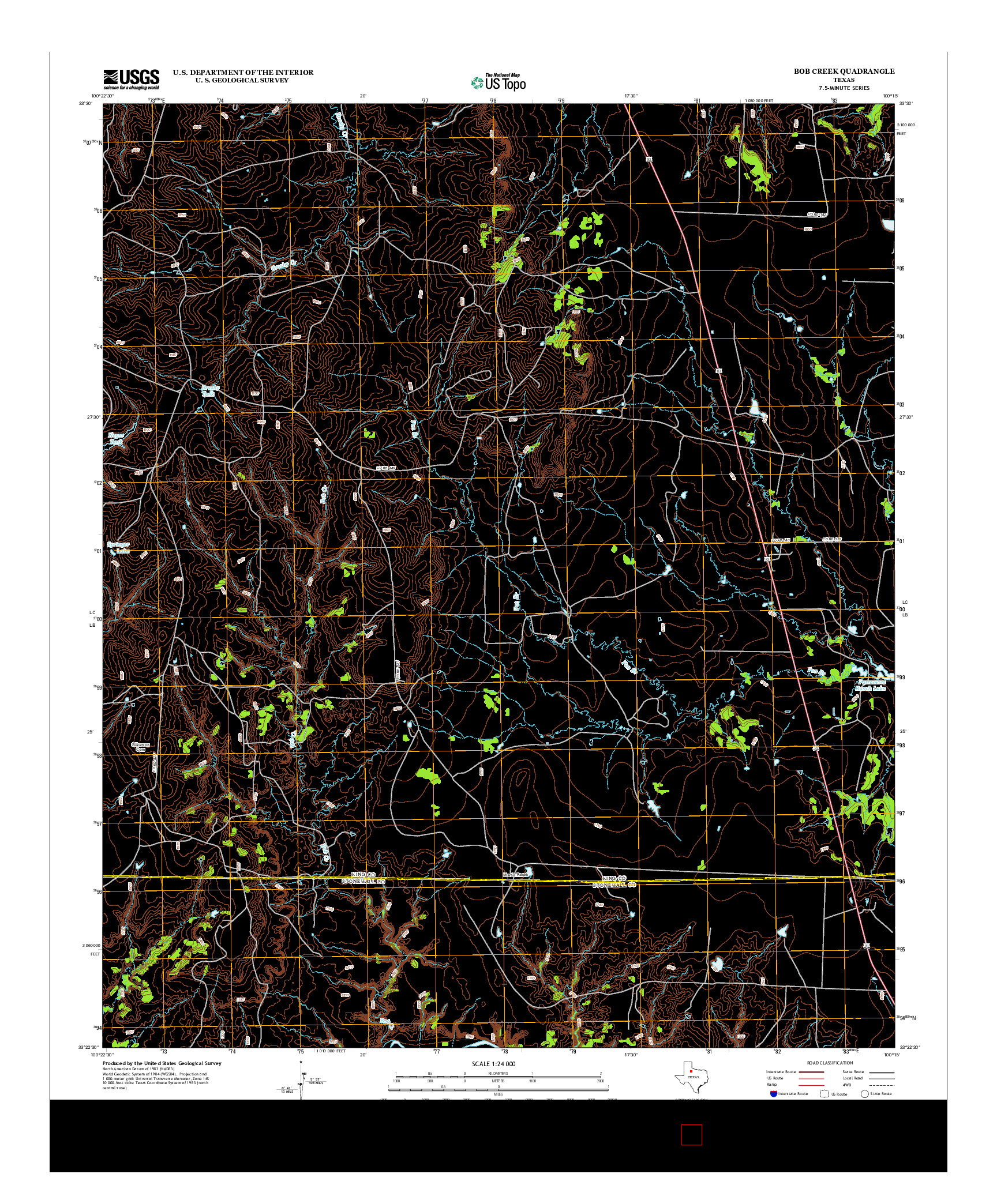 USGS US TOPO 7.5-MINUTE MAP FOR BOB CREEK, TX 2012