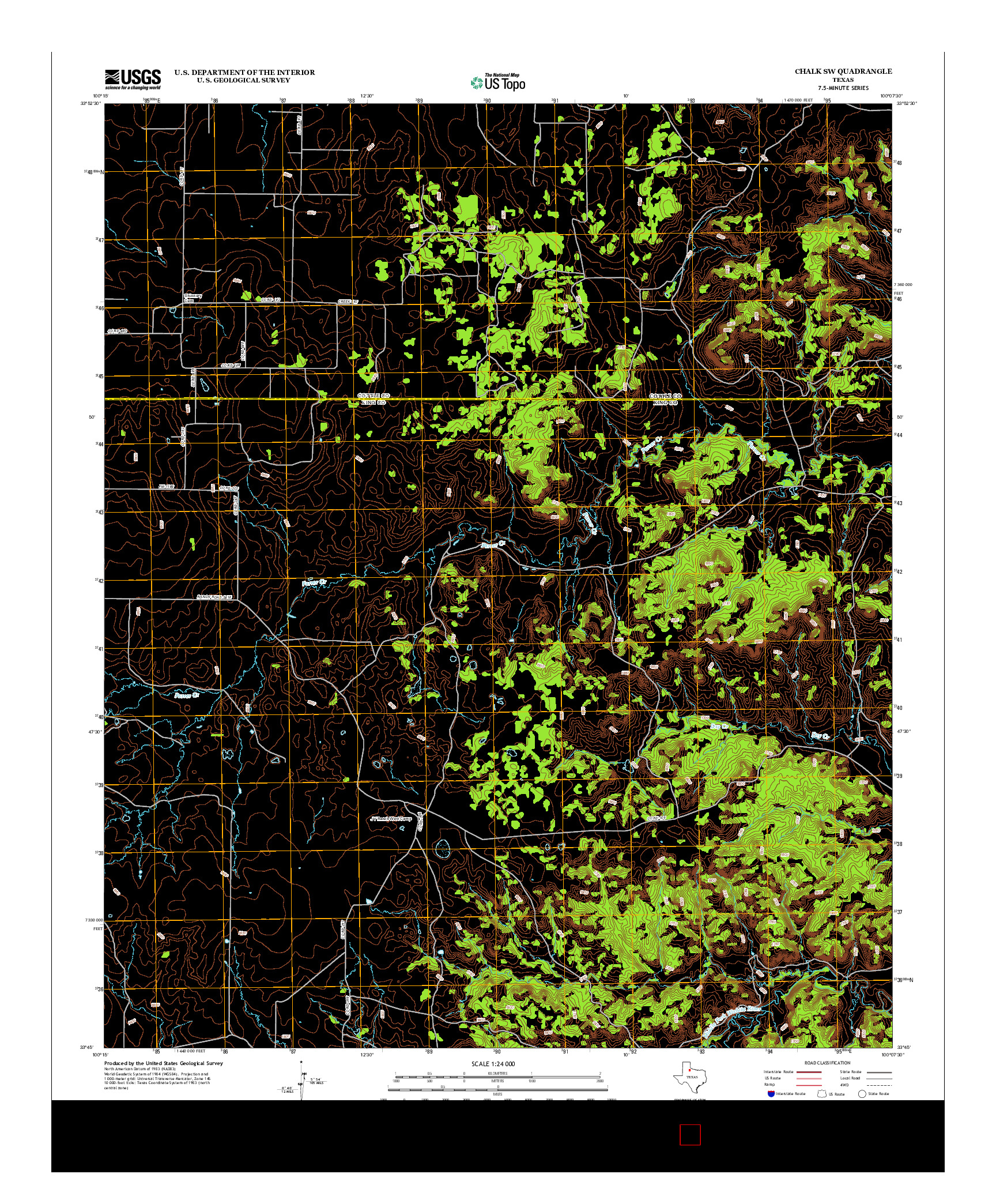 USGS US TOPO 7.5-MINUTE MAP FOR CHALK SW, TX 2012