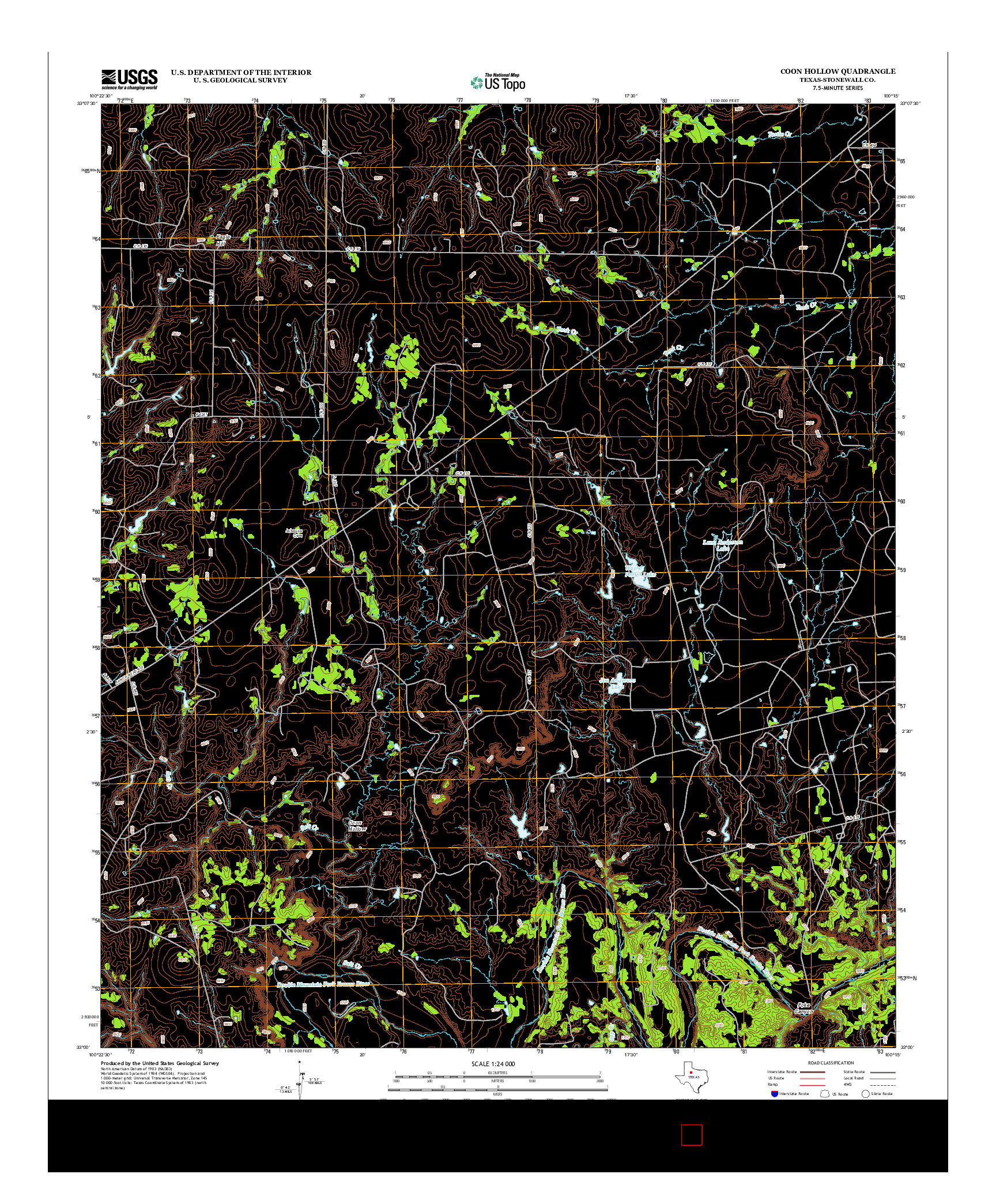 USGS US TOPO 7.5-MINUTE MAP FOR COON HOLLOW, TX 2012