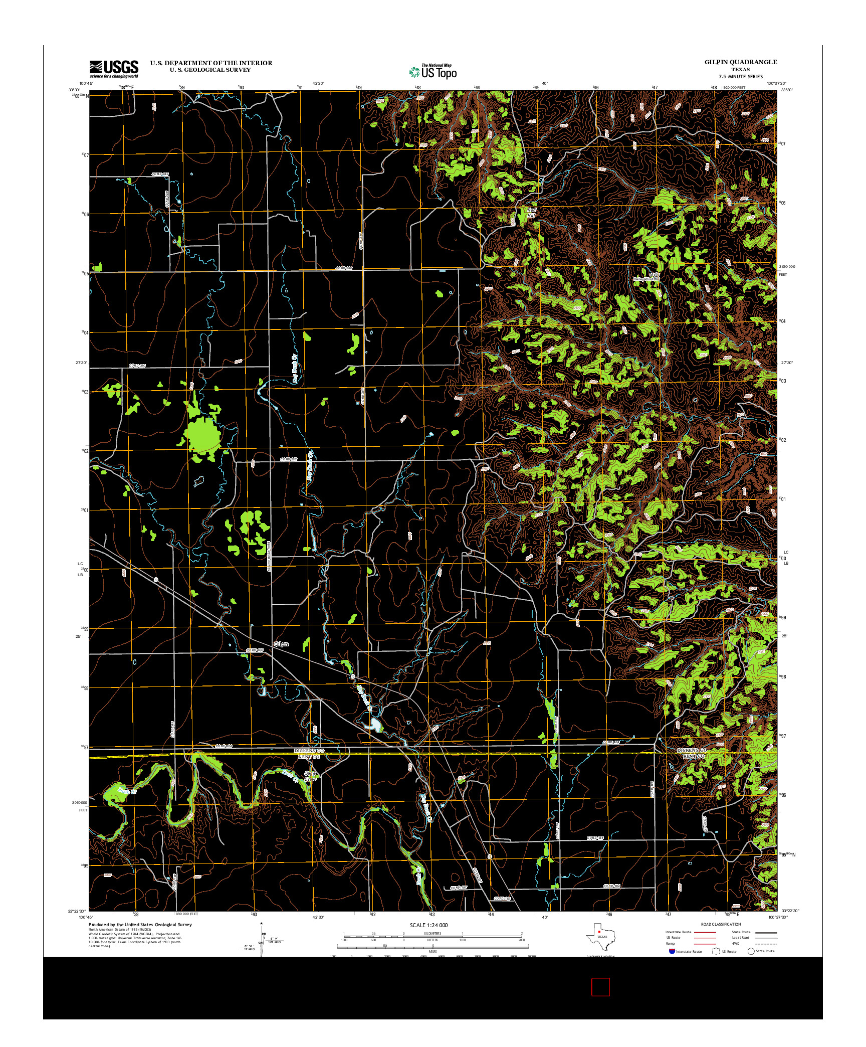 USGS US TOPO 7.5-MINUTE MAP FOR GILPIN, TX 2012