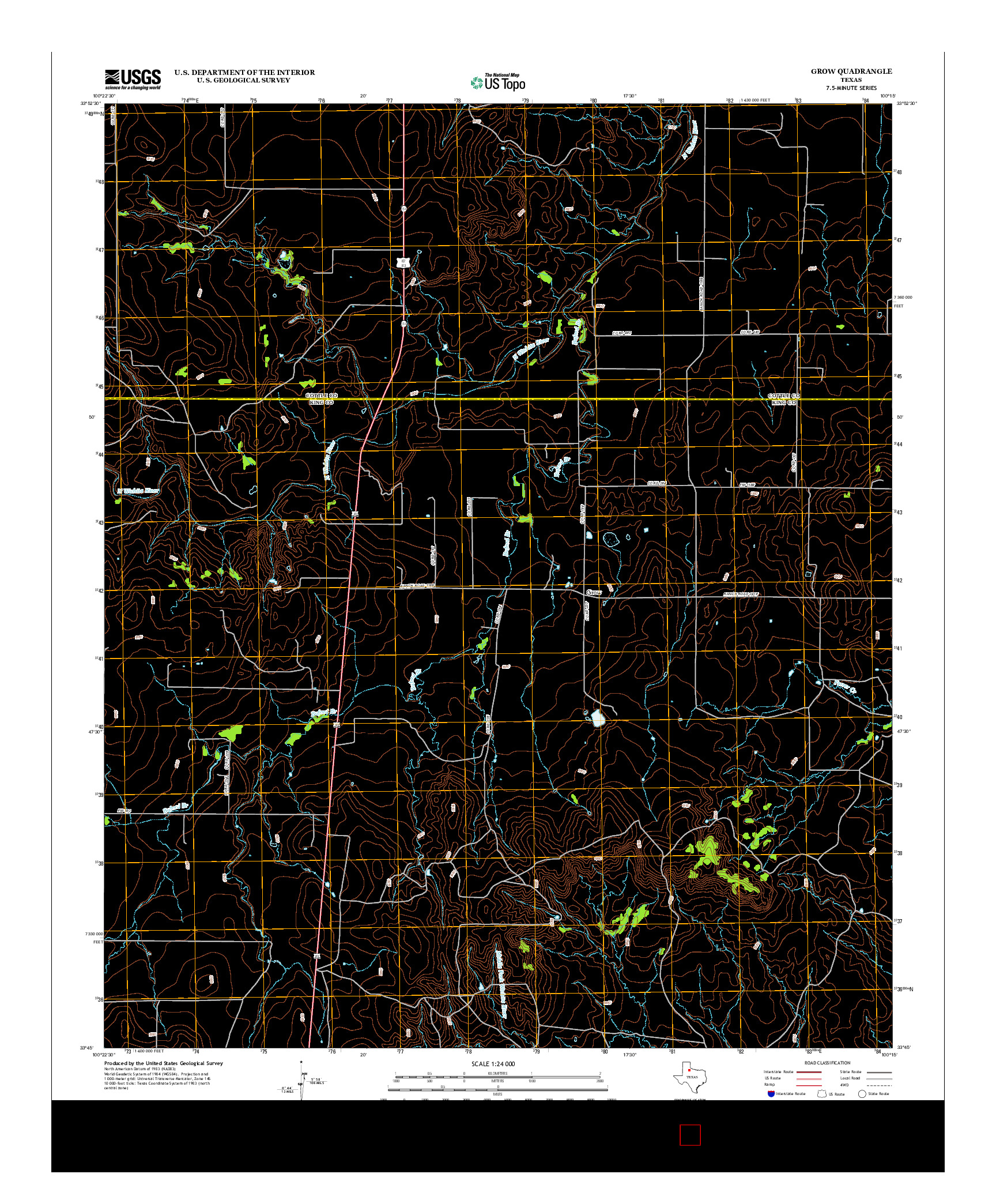 USGS US TOPO 7.5-MINUTE MAP FOR GROW, TX 2012