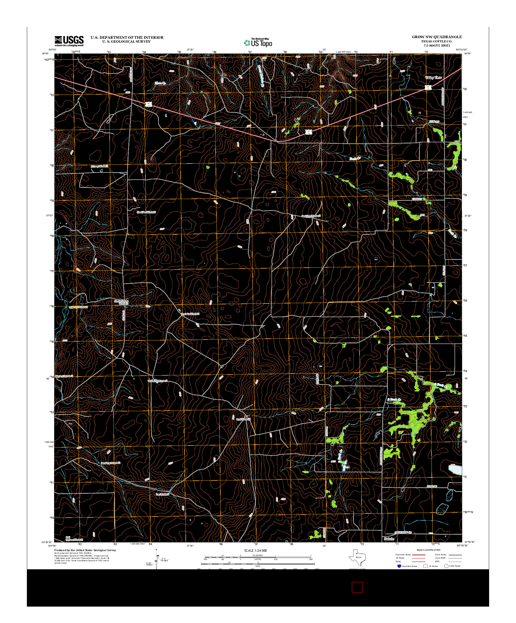 USGS US TOPO 7.5-MINUTE MAP FOR GROW NW, TX 2012