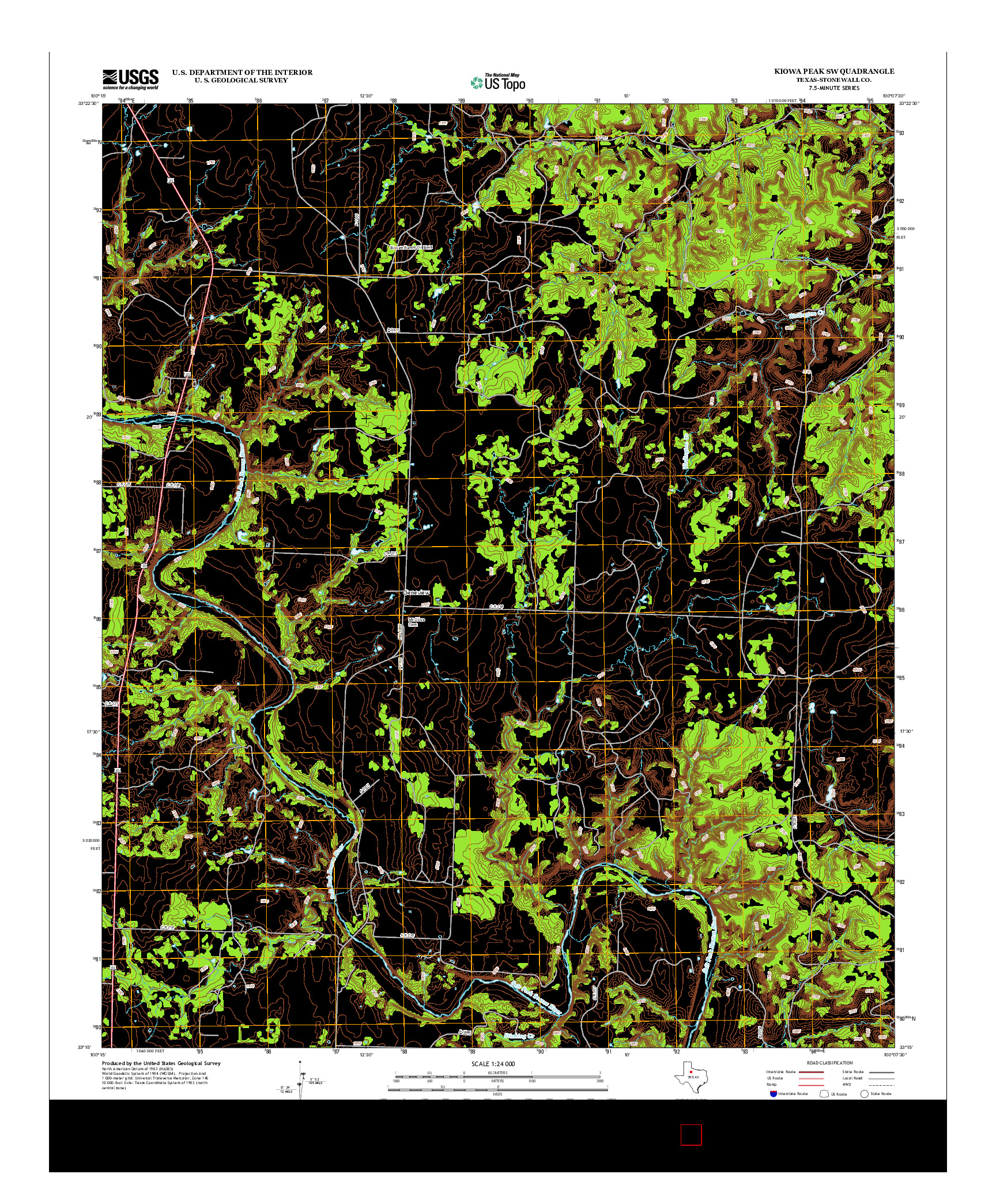 USGS US TOPO 7.5-MINUTE MAP FOR KIOWA PEAK SW, TX 2012