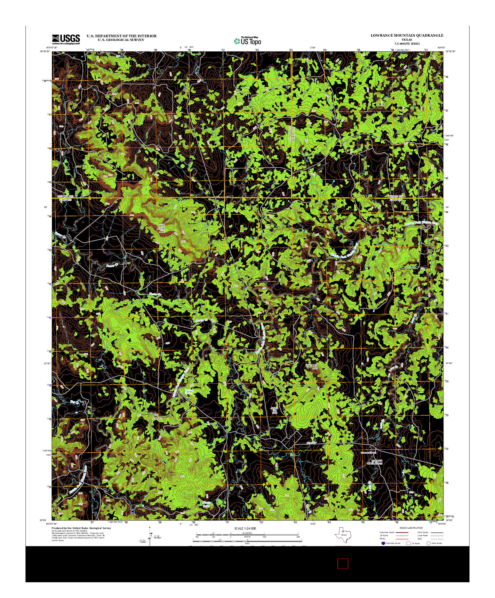 USGS US TOPO 7.5-MINUTE MAP FOR LOWRANCE MOUNTAIN, TX 2012