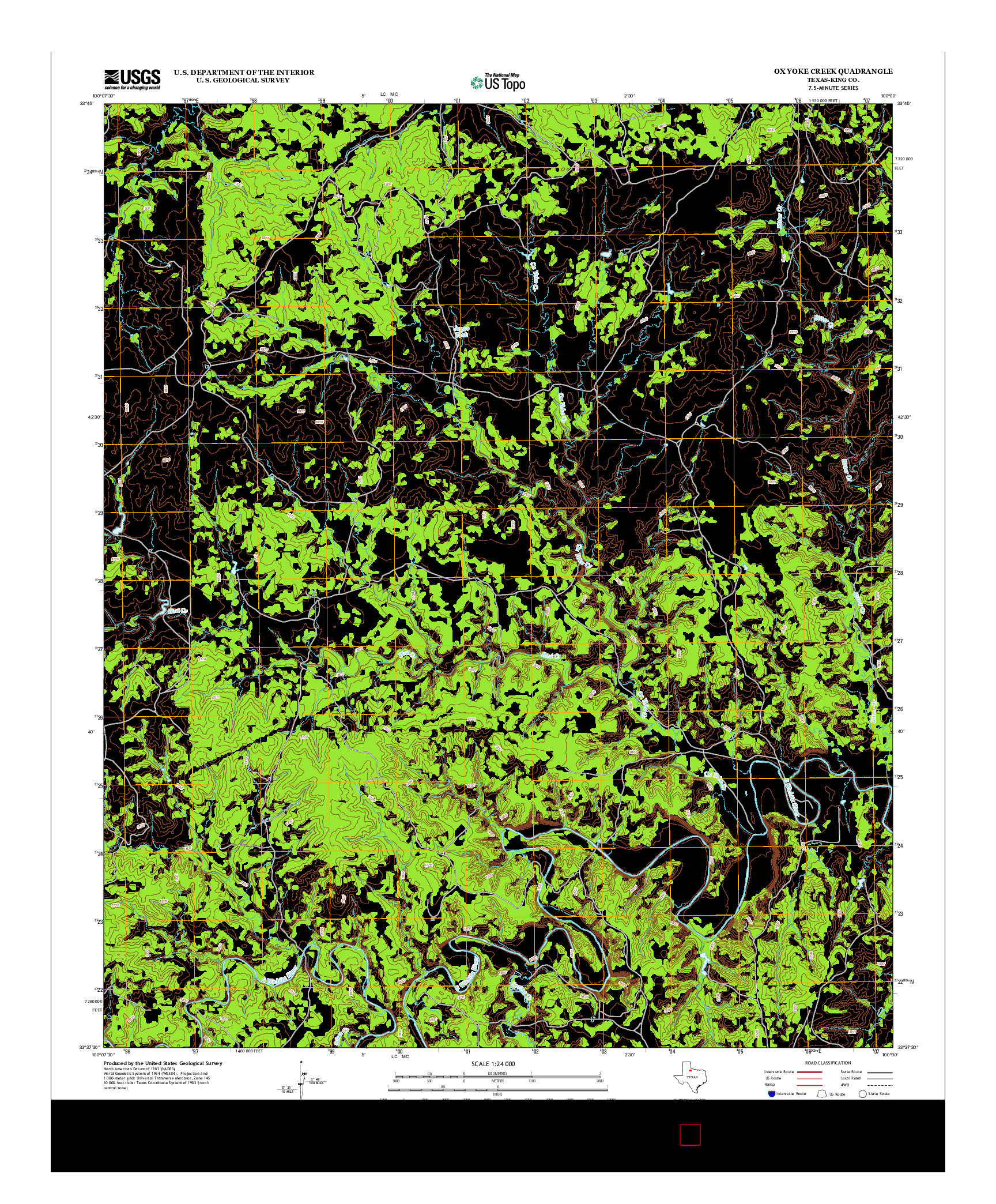 USGS US TOPO 7.5-MINUTE MAP FOR OX YOKE CREEK, TX 2012