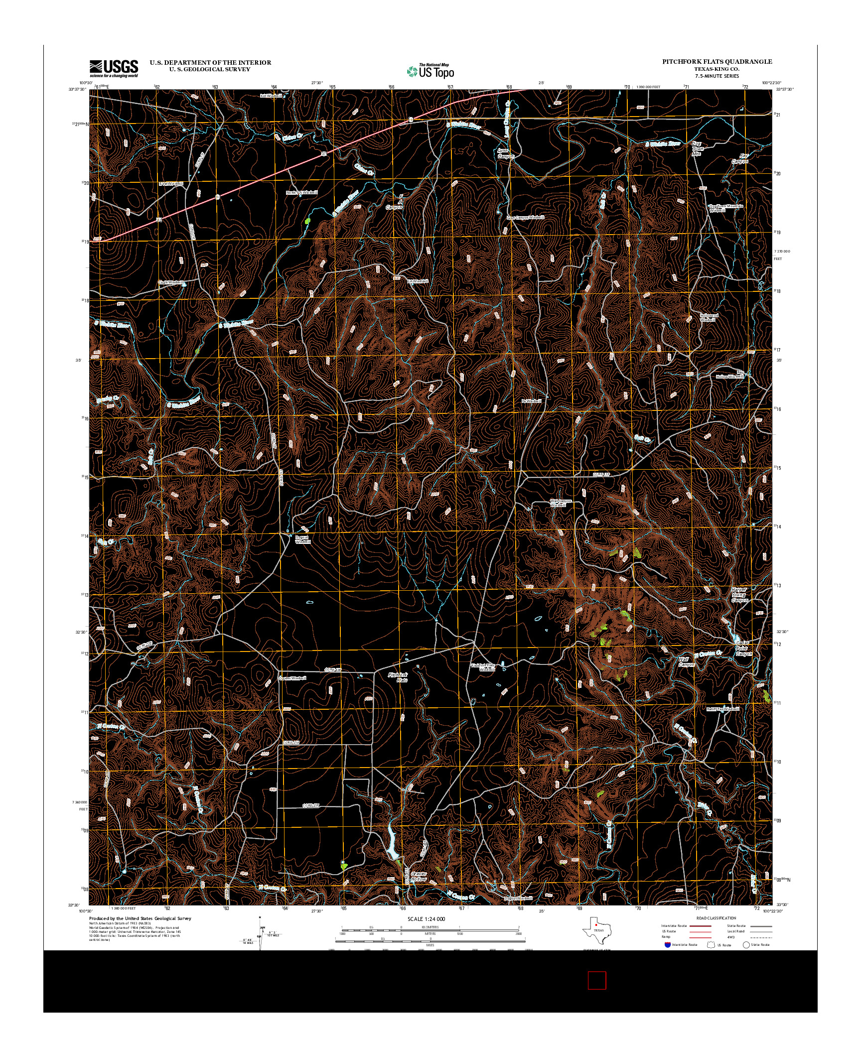 USGS US TOPO 7.5-MINUTE MAP FOR PITCHFORK FLATS, TX 2012