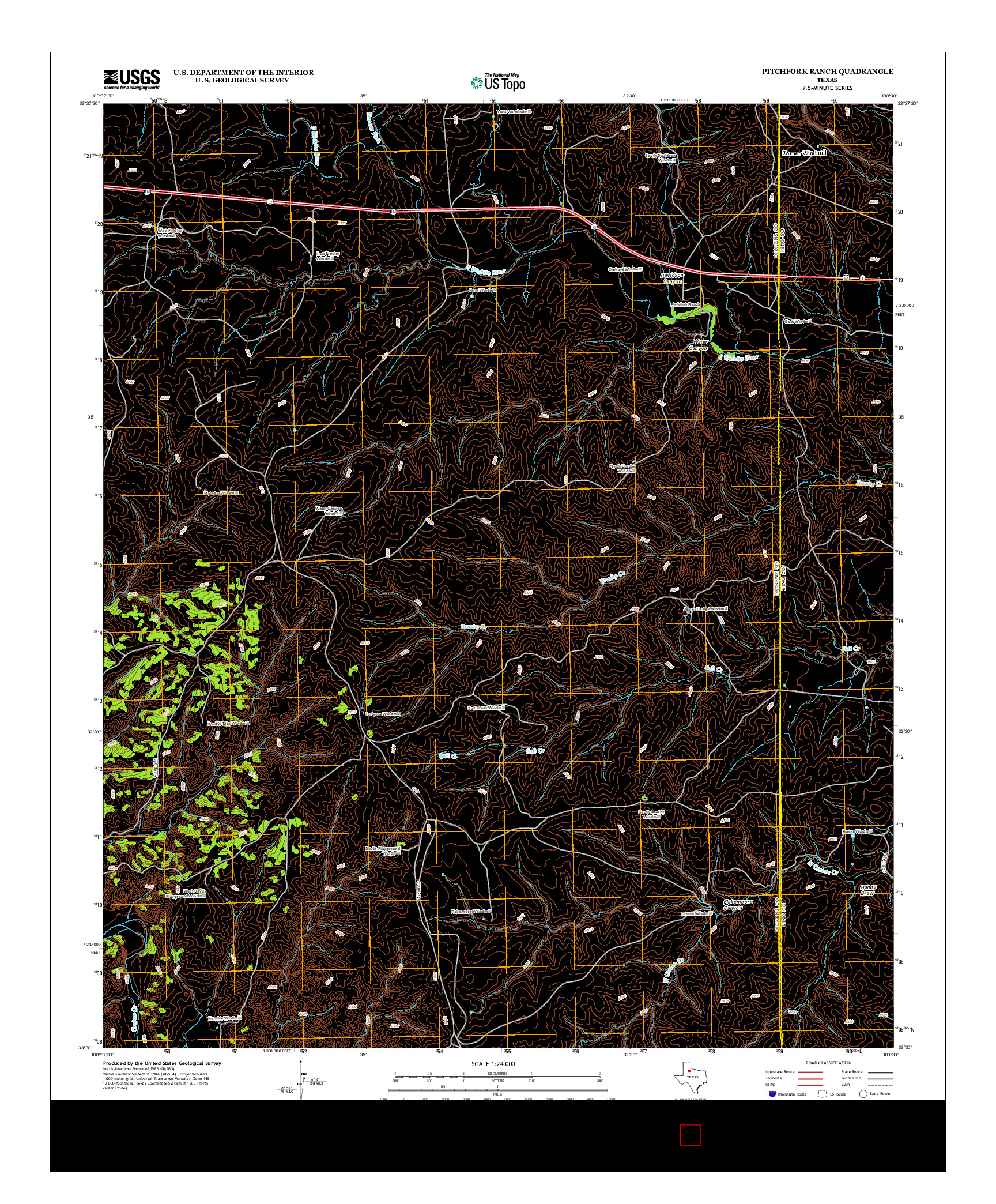 USGS US TOPO 7.5-MINUTE MAP FOR PITCHFORK RANCH, TX 2012