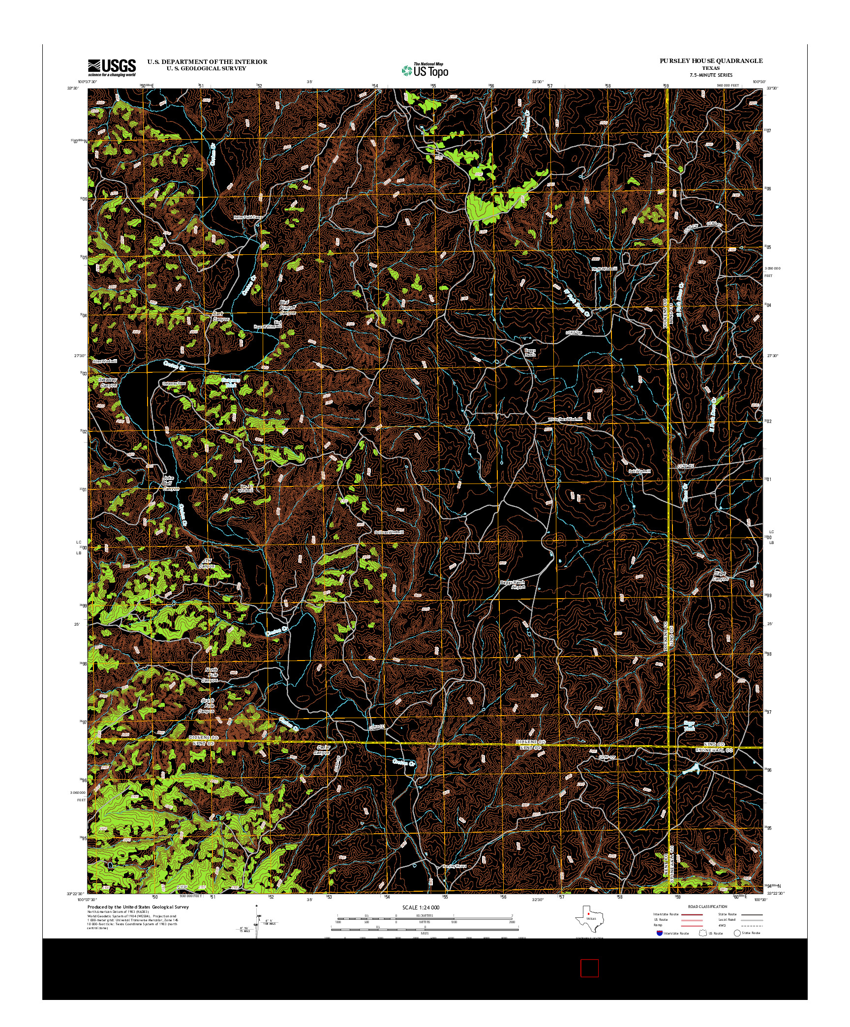 USGS US TOPO 7.5-MINUTE MAP FOR PURSLEY HOUSE, TX 2012