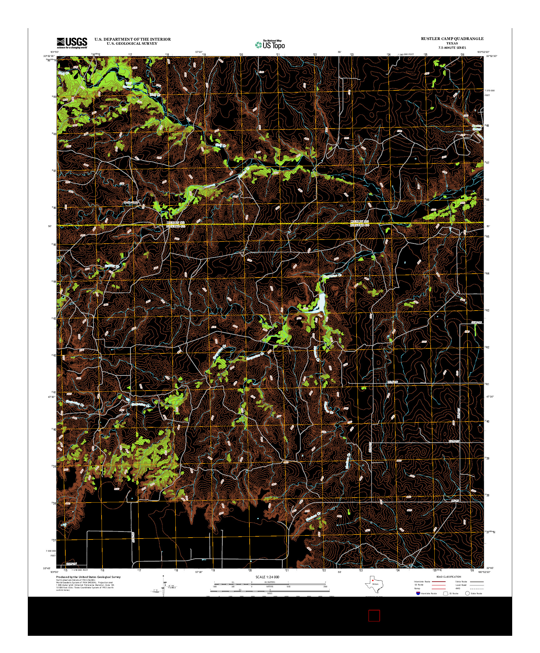 USGS US TOPO 7.5-MINUTE MAP FOR RUSTLER CAMP, TX 2012