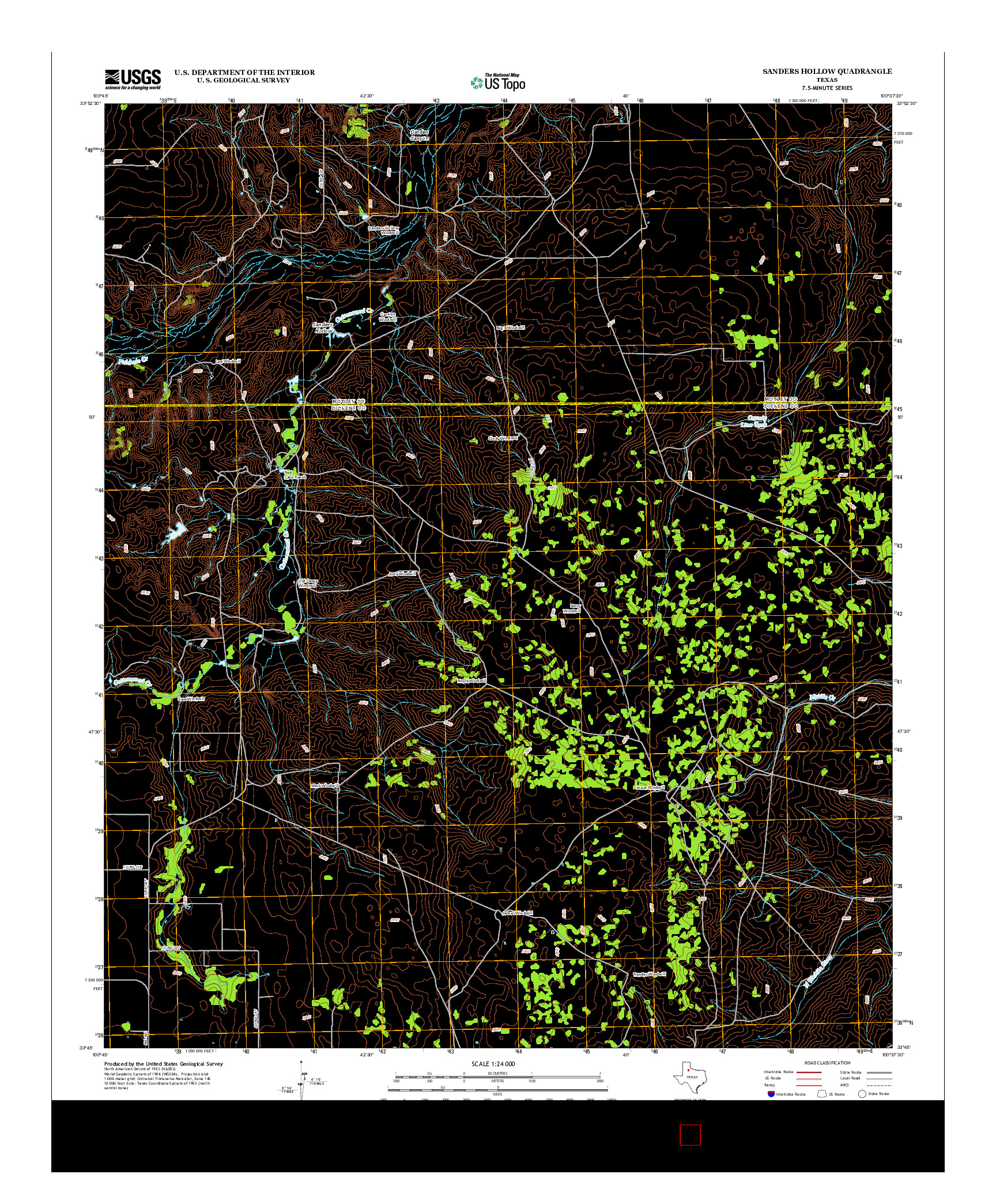 USGS US TOPO 7.5-MINUTE MAP FOR SANDERS HOLLOW, TX 2012