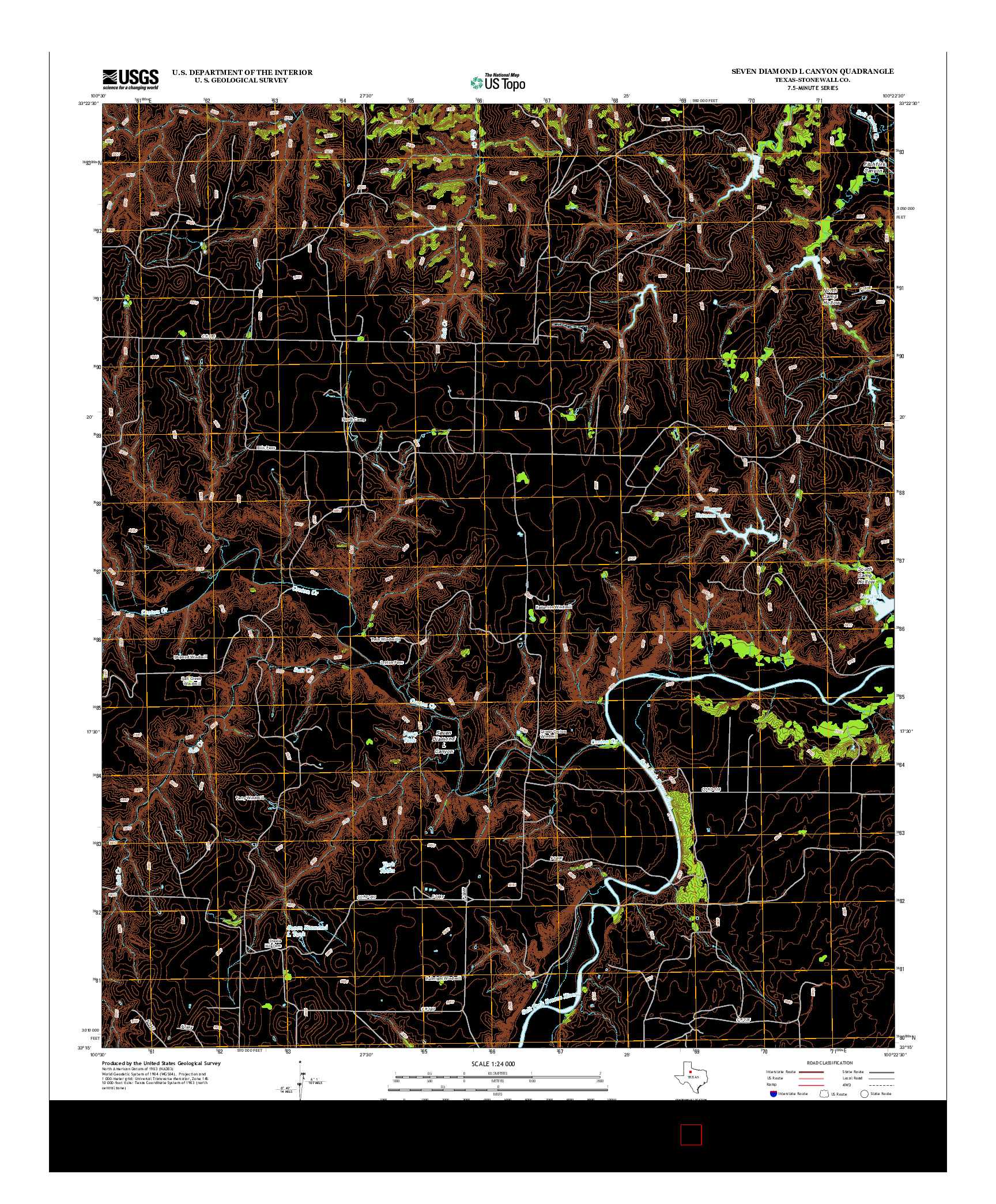 USGS US TOPO 7.5-MINUTE MAP FOR SEVEN DIAMOND L CANYON, TX 2012
