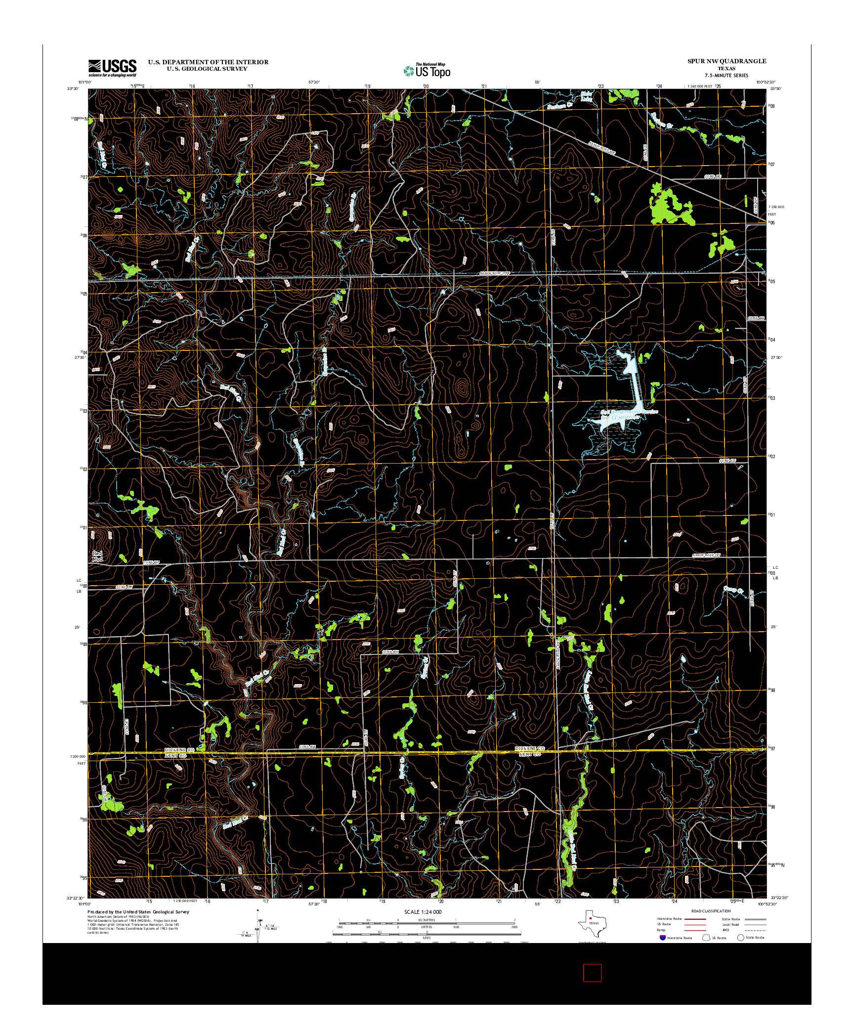 USGS US TOPO 7.5-MINUTE MAP FOR SPUR NW, TX 2012