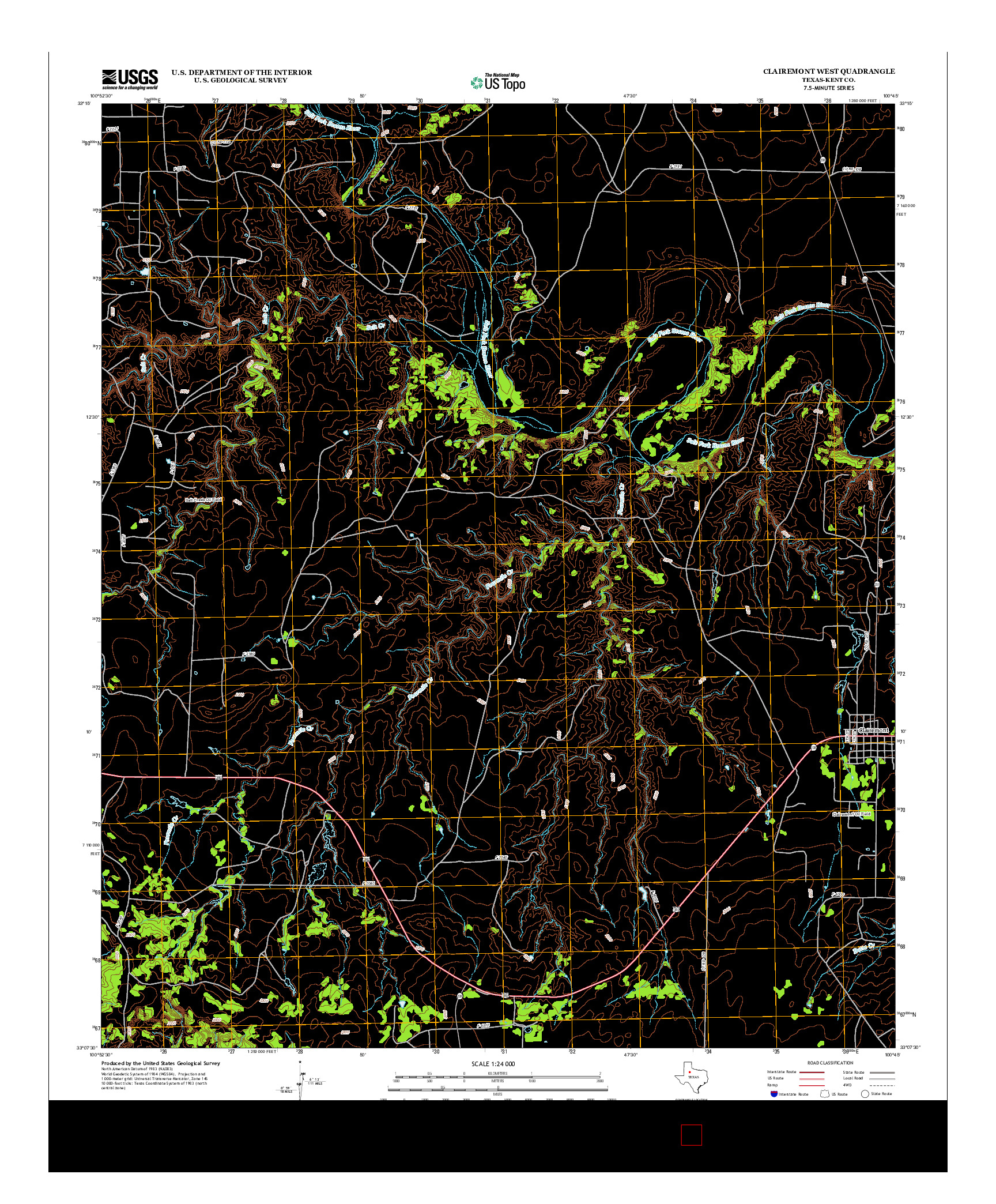 USGS US TOPO 7.5-MINUTE MAP FOR CLAIREMONT WEST, TX 2012