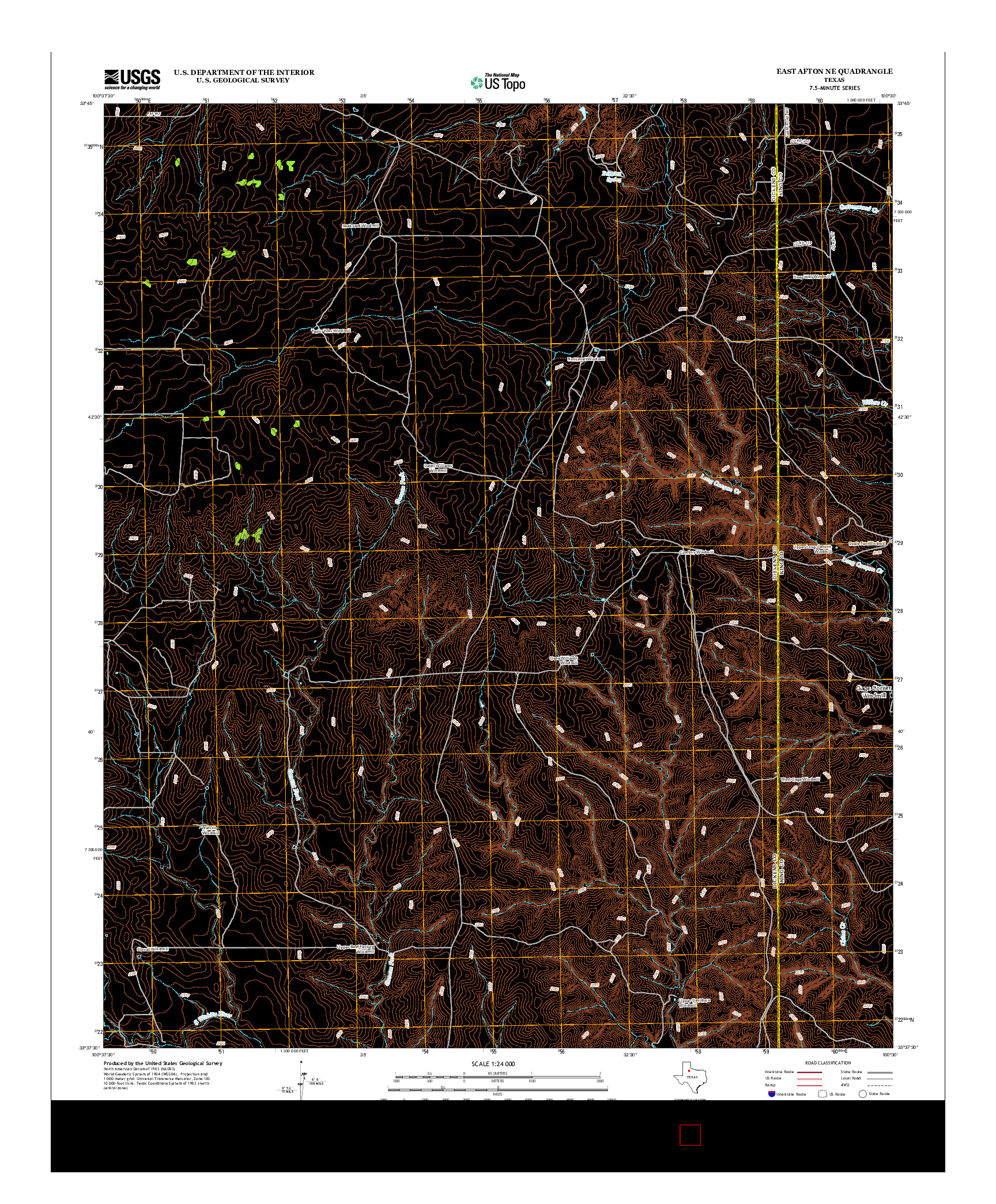 USGS US TOPO 7.5-MINUTE MAP FOR EAST AFTON NE, TX 2012