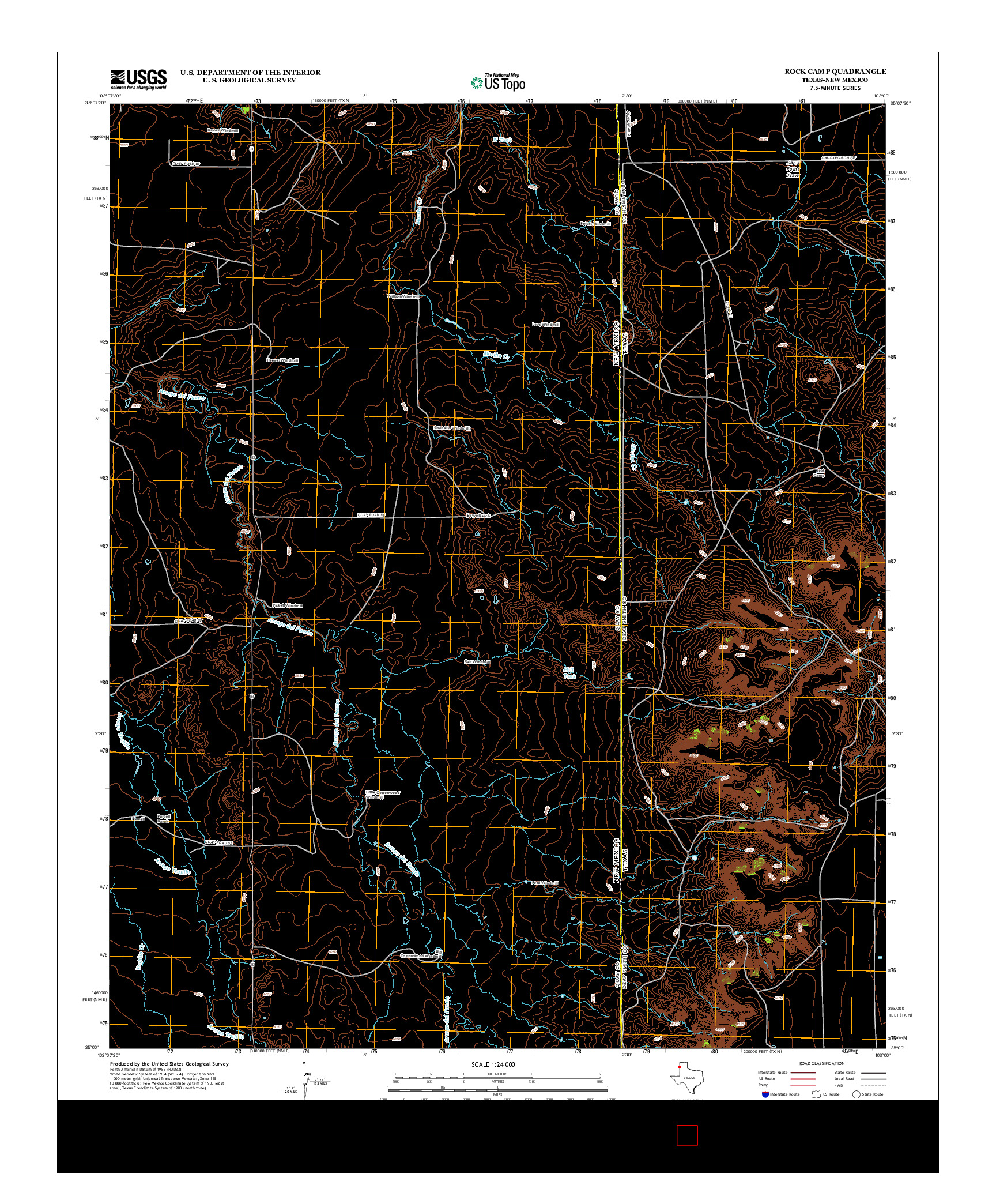 USGS US TOPO 7.5-MINUTE MAP FOR ROCK CAMP, TX-NM 2012