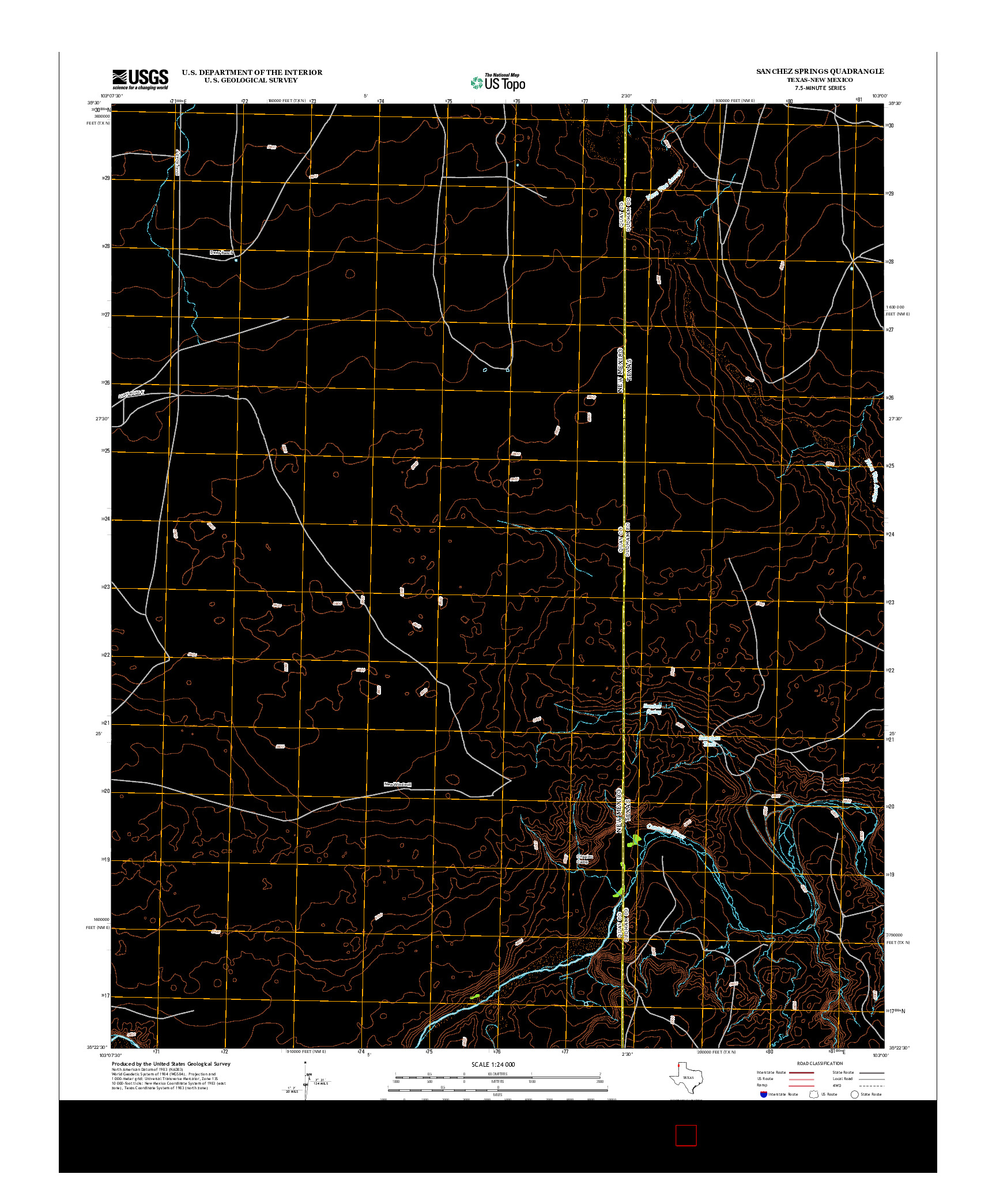 USGS US TOPO 7.5-MINUTE MAP FOR SANCHEZ SPRINGS, TX-NM 2012