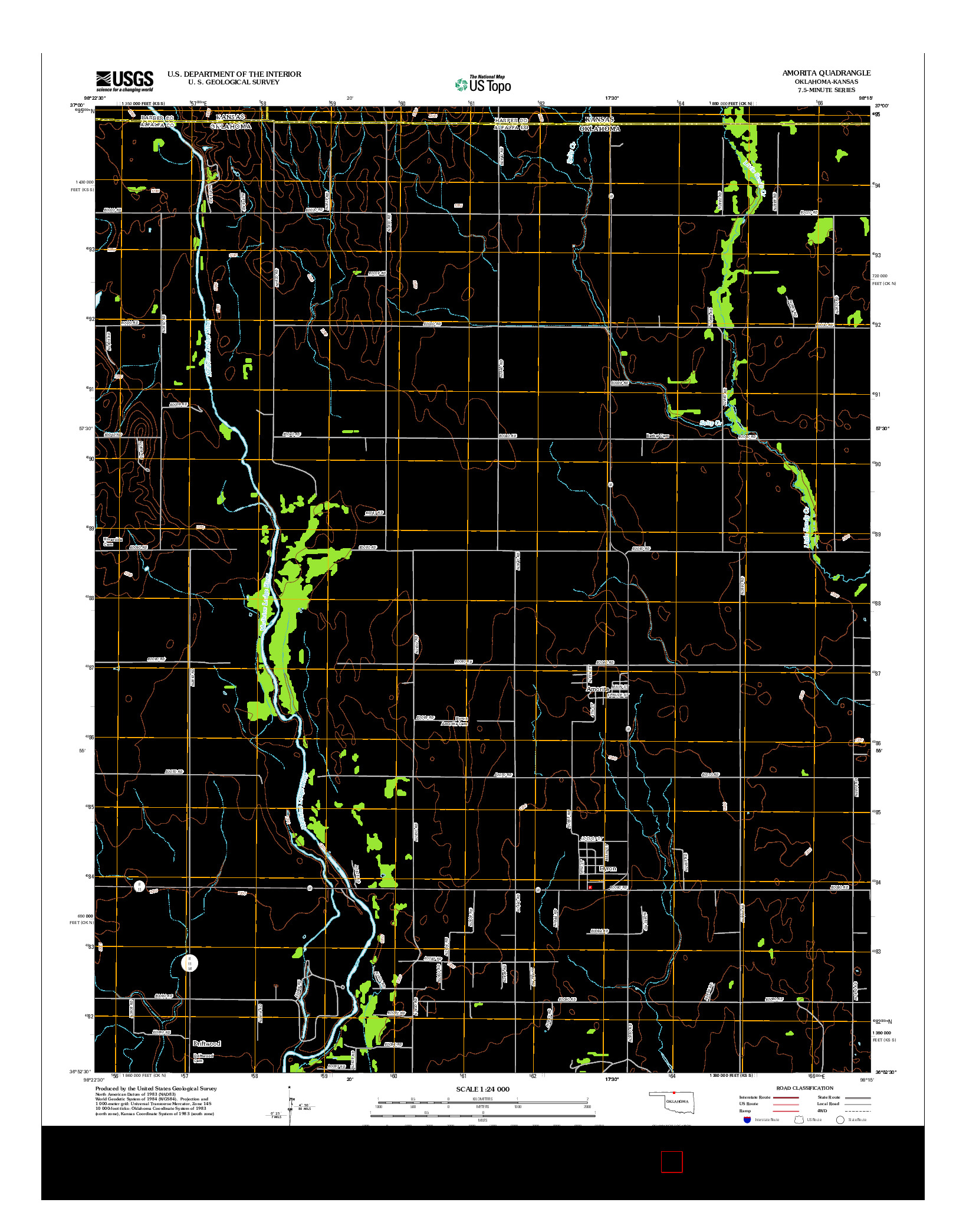 USGS US TOPO 7.5-MINUTE MAP FOR AMORITA, OK-KS 2012