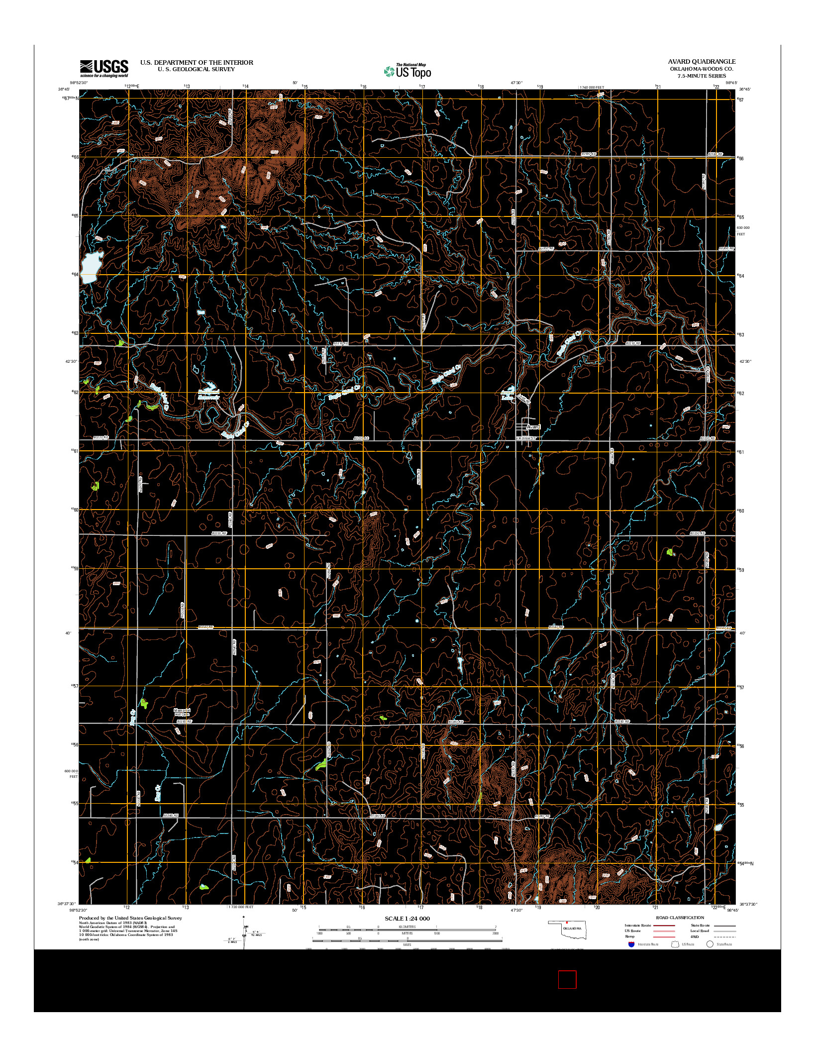 USGS US TOPO 7.5-MINUTE MAP FOR AVARD, OK 2012