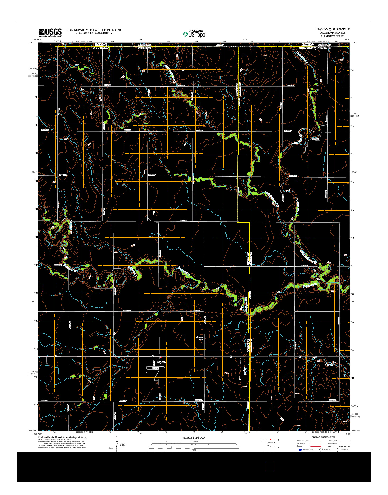 USGS US TOPO 7.5-MINUTE MAP FOR CAPRON, OK-KS 2012