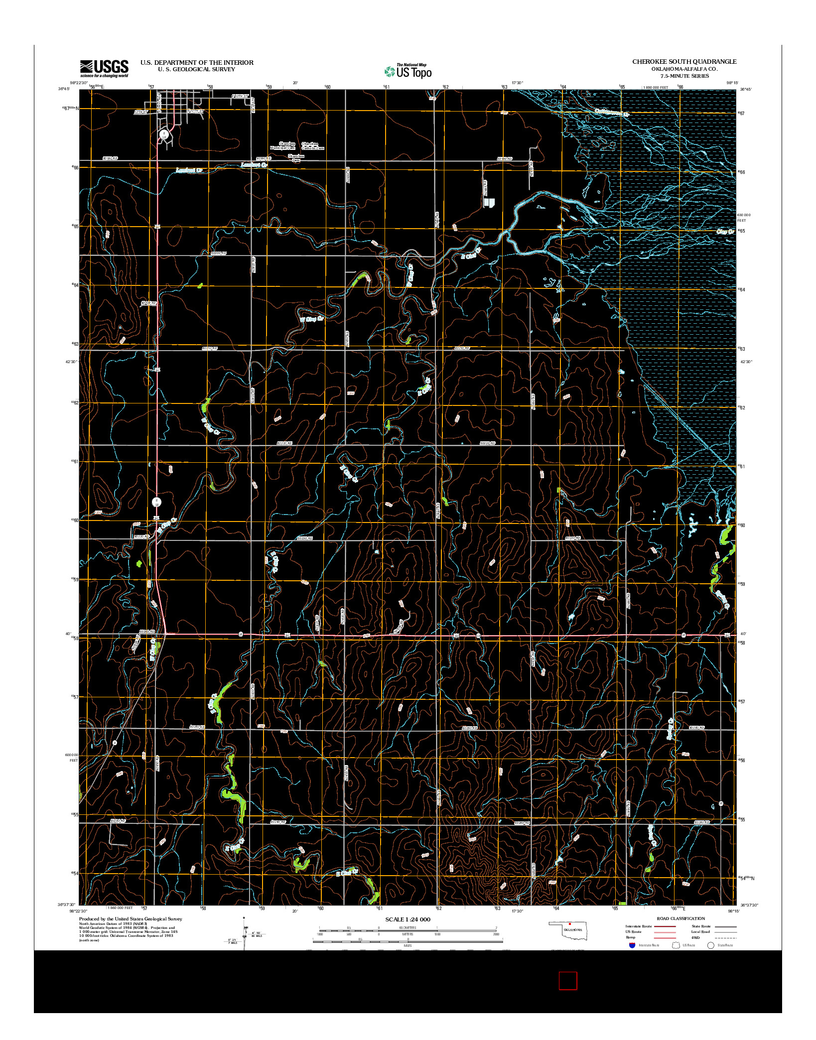 USGS US TOPO 7.5-MINUTE MAP FOR CHEROKEE SOUTH, OK 2012