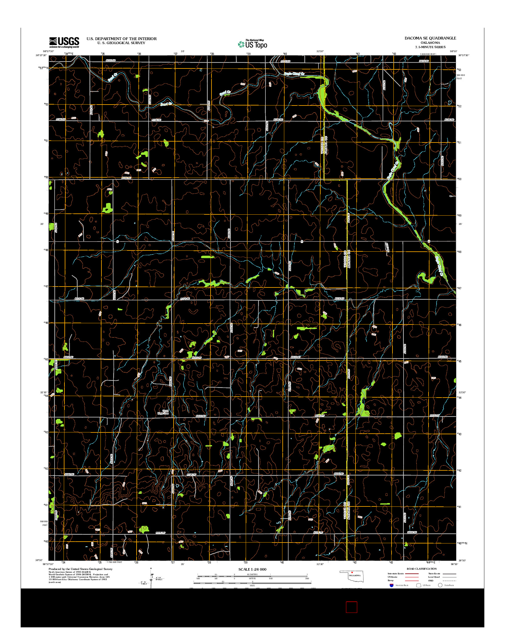 USGS US TOPO 7.5-MINUTE MAP FOR DACOMA SE, OK 2012