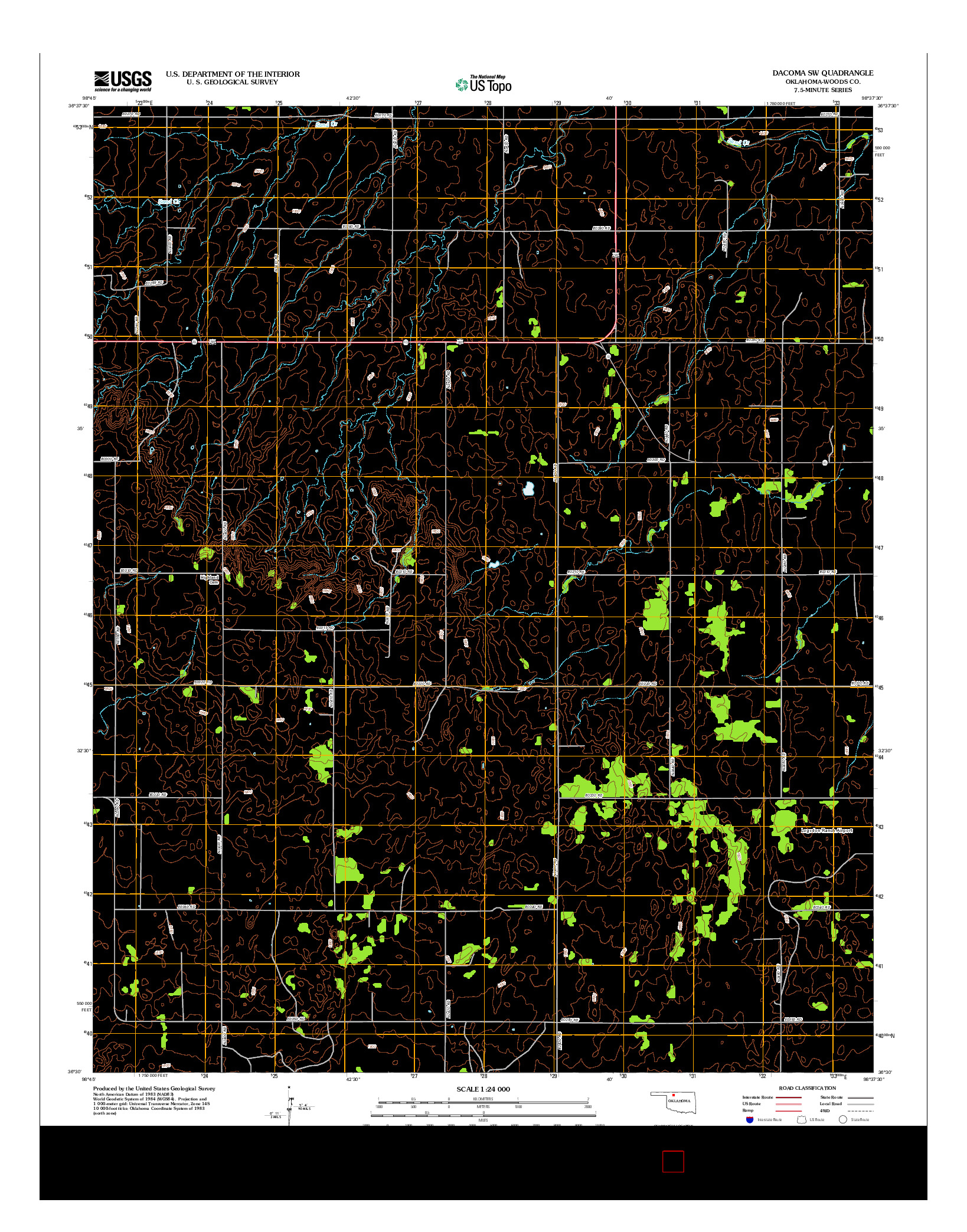 USGS US TOPO 7.5-MINUTE MAP FOR DACOMA SW, OK 2012
