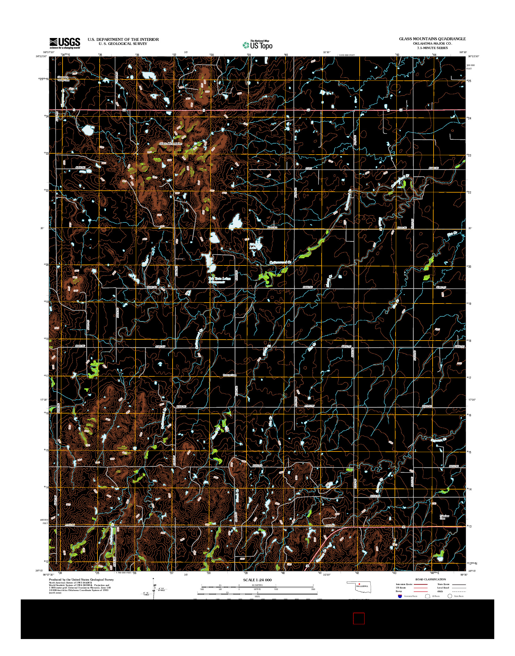 USGS US TOPO 7.5-MINUTE MAP FOR GLASS MOUNTAINS, OK 2012