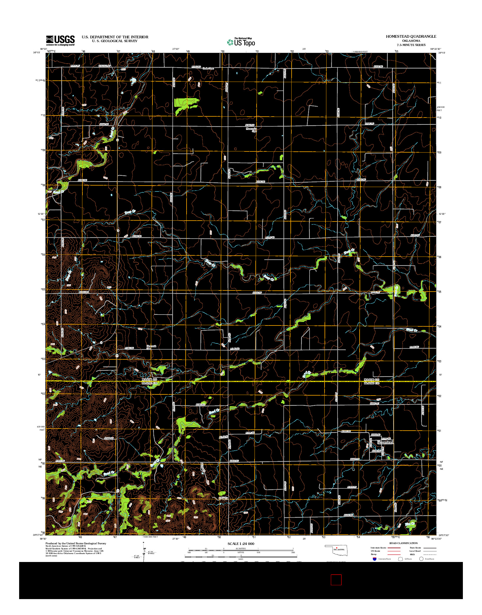 USGS US TOPO 7.5-MINUTE MAP FOR HOMESTEAD, OK 2012