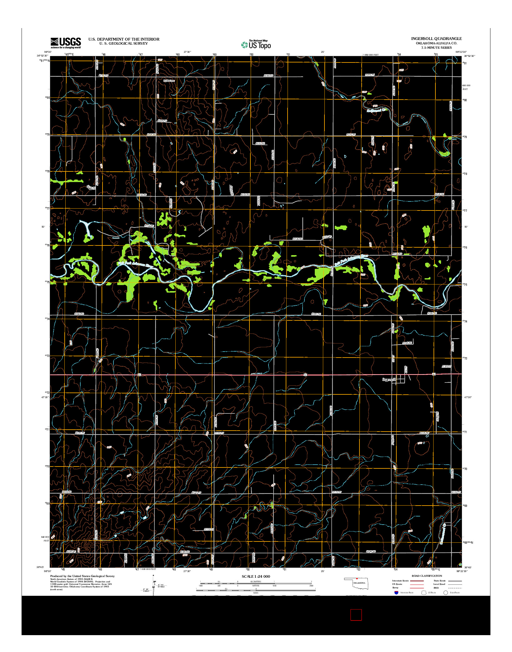 USGS US TOPO 7.5-MINUTE MAP FOR INGERSOLL, OK 2012