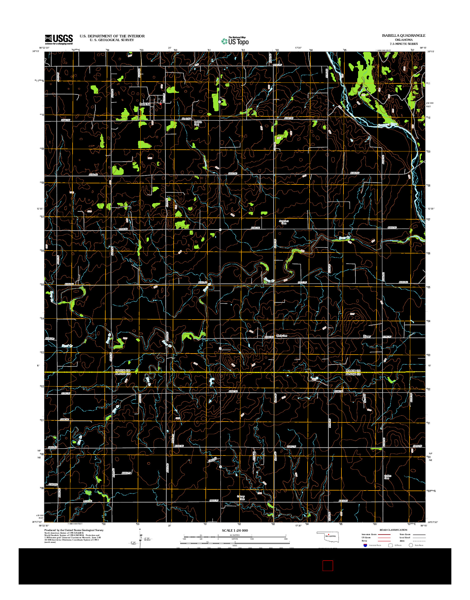 USGS US TOPO 7.5-MINUTE MAP FOR ISABELLA, OK 2012