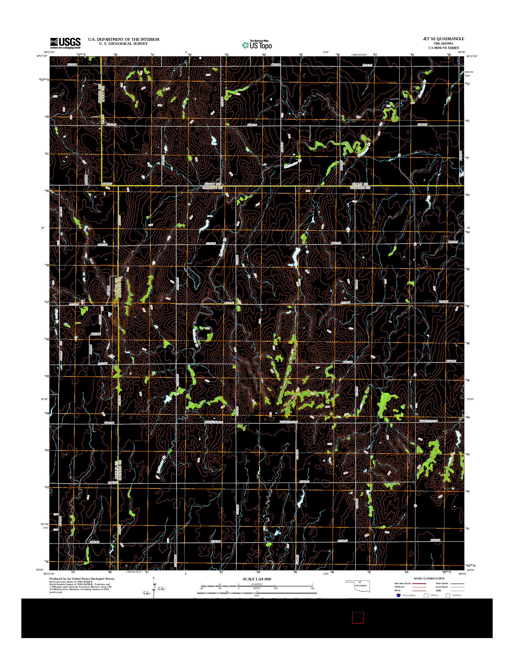 USGS US TOPO 7.5-MINUTE MAP FOR JET SE, OK 2012