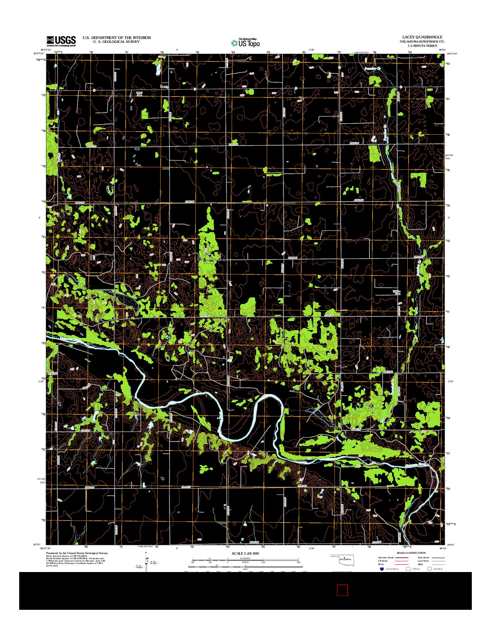 USGS US TOPO 7.5-MINUTE MAP FOR LACEY, OK 2012