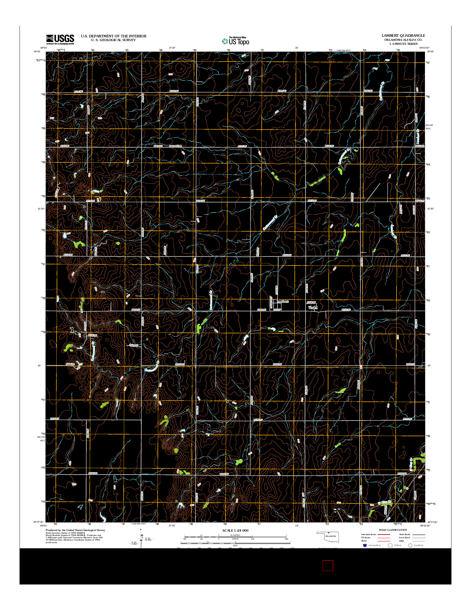 USGS US TOPO 7.5-MINUTE MAP FOR LAMBERT, OK 2012