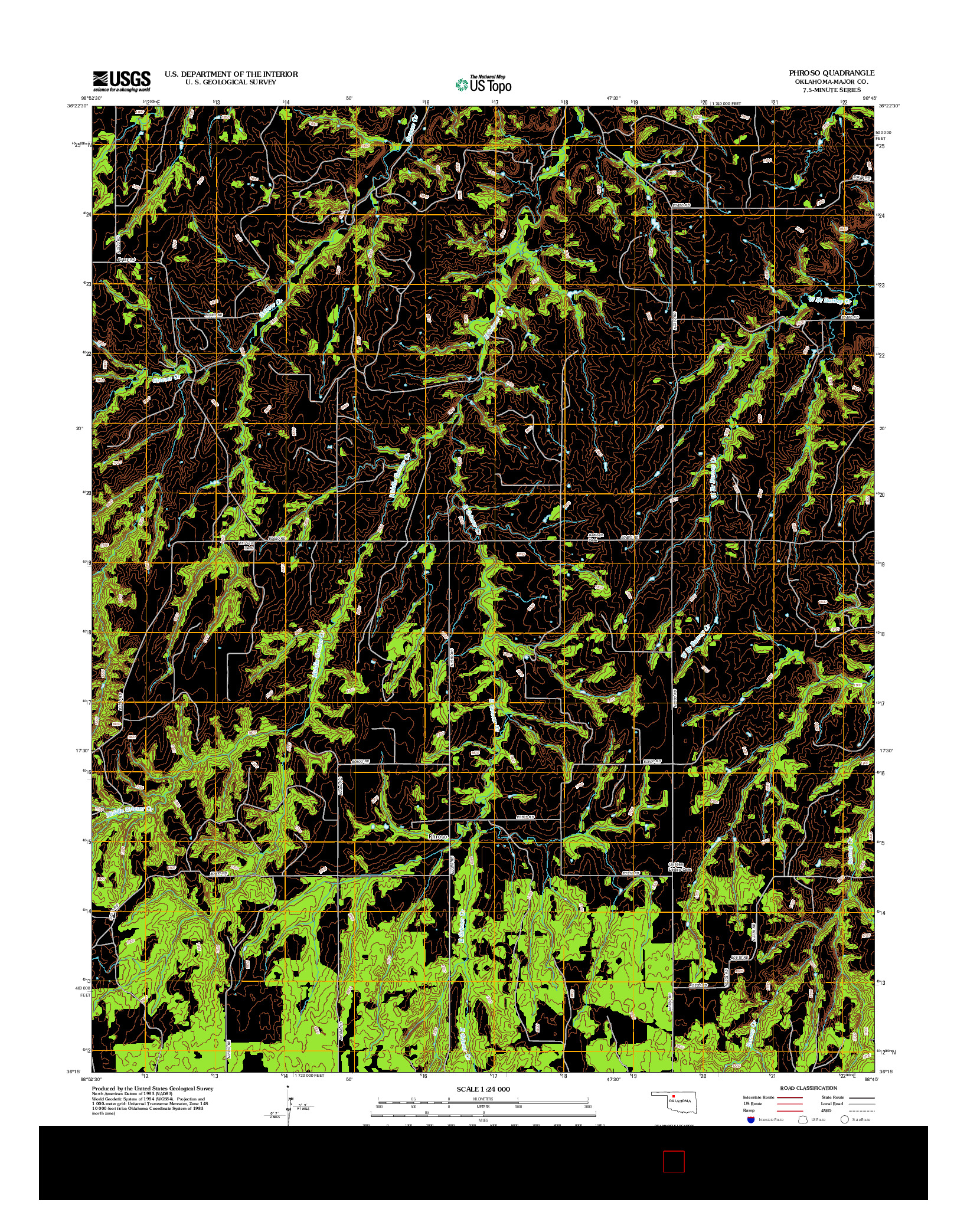 USGS US TOPO 7.5-MINUTE MAP FOR PHROSO, OK 2012