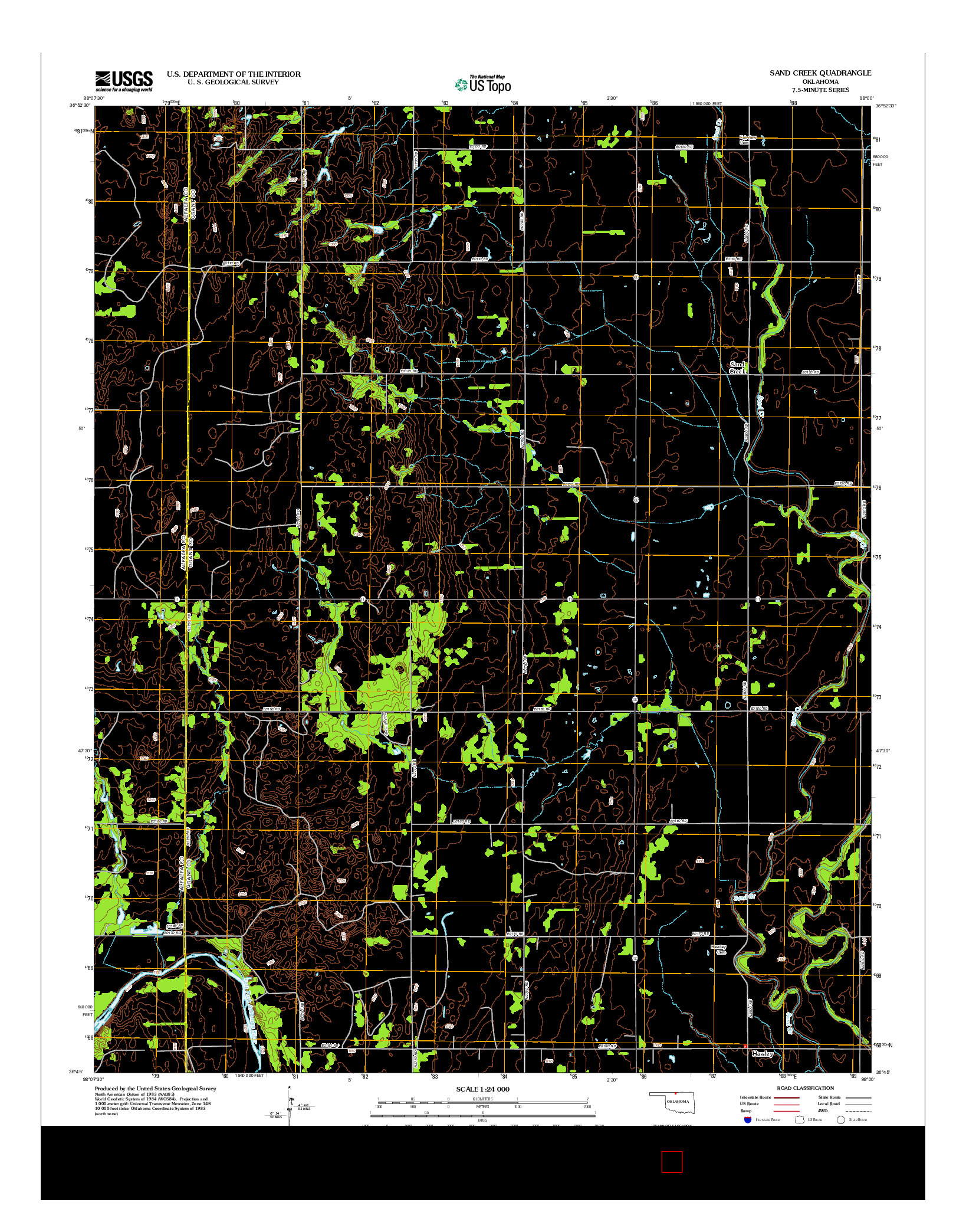 USGS US TOPO 7.5-MINUTE MAP FOR SAND CREEK, OK 2012