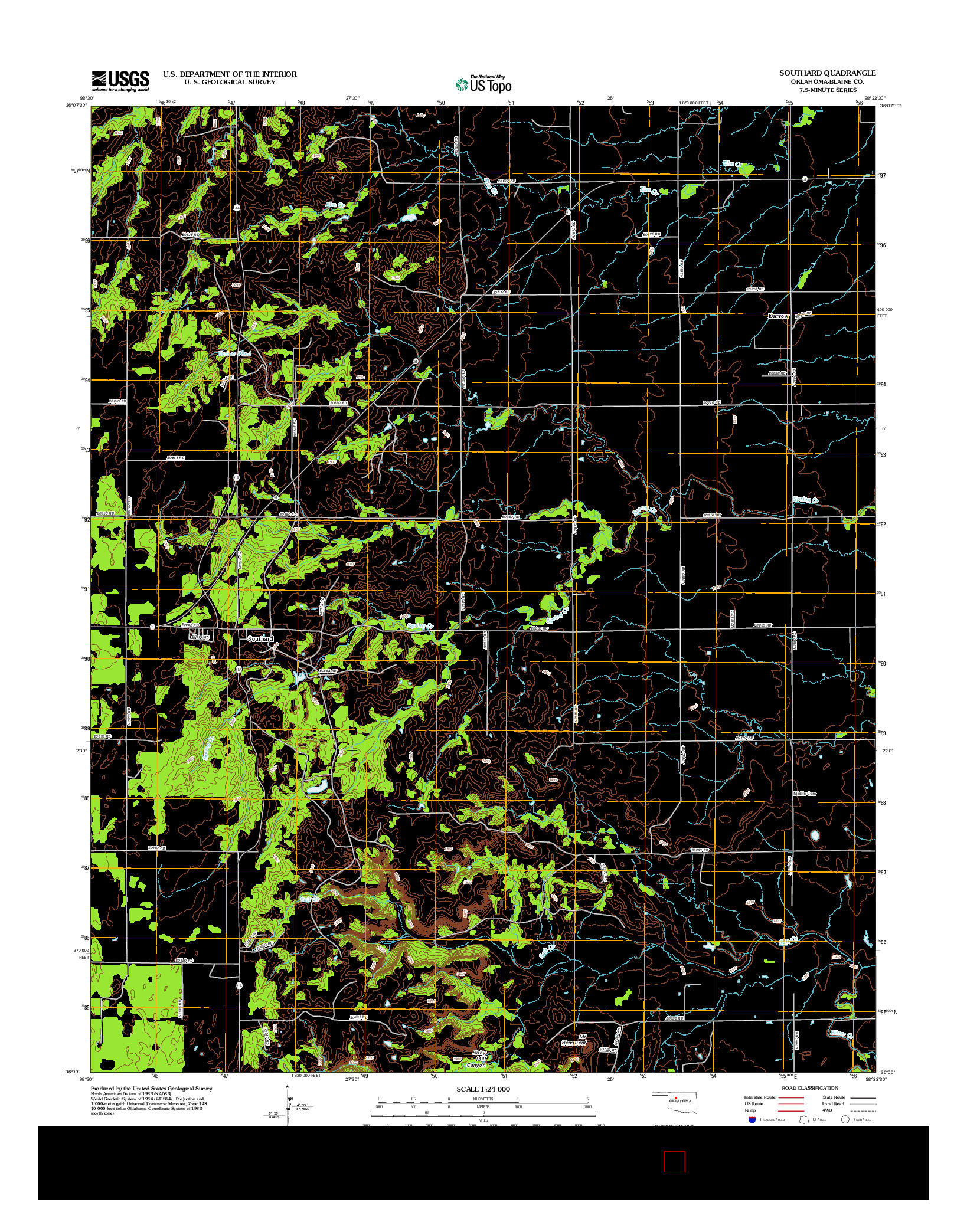 USGS US TOPO 7.5-MINUTE MAP FOR SOUTHARD, OK 2012