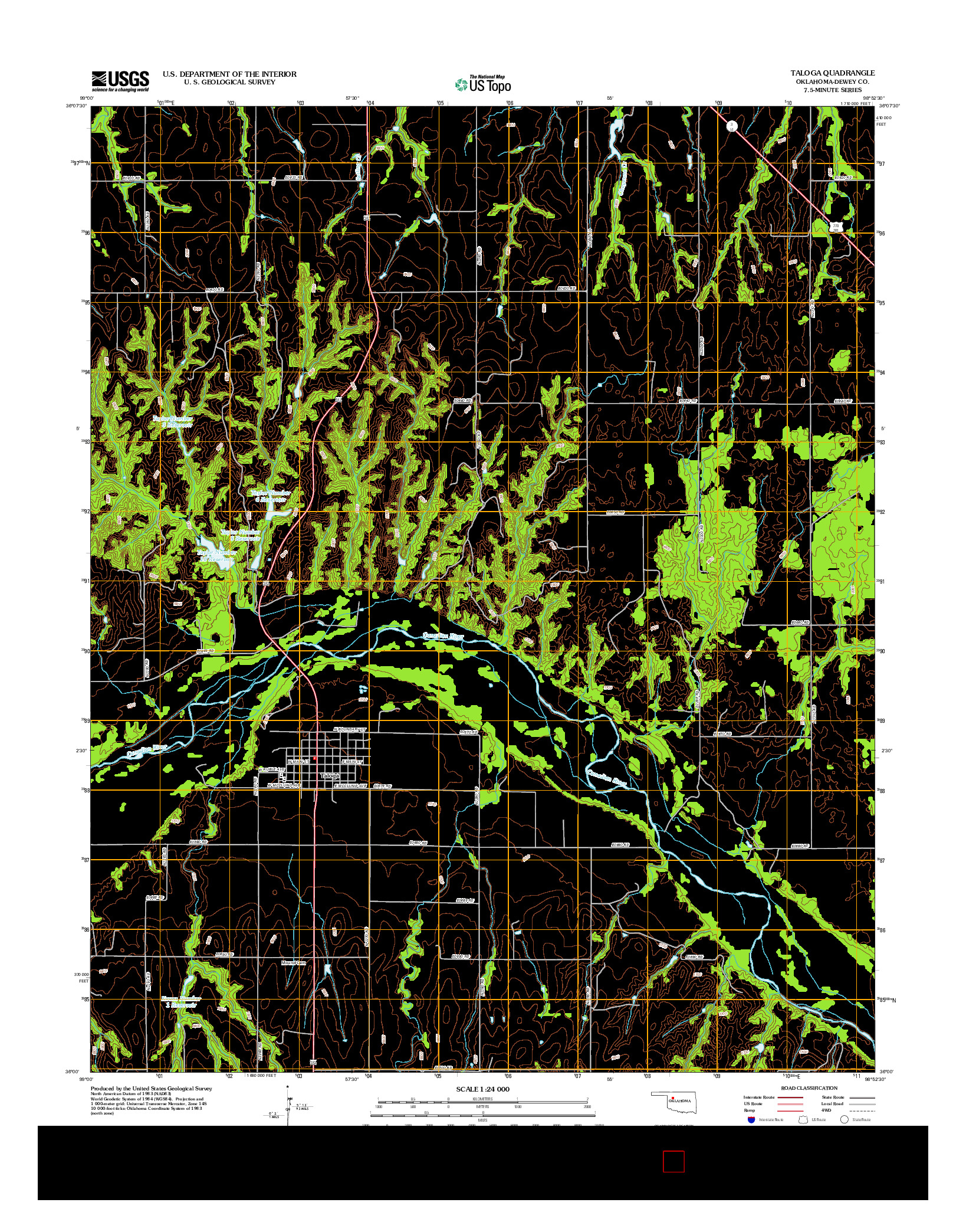 USGS US TOPO 7.5-MINUTE MAP FOR TALOGA, OK 2012