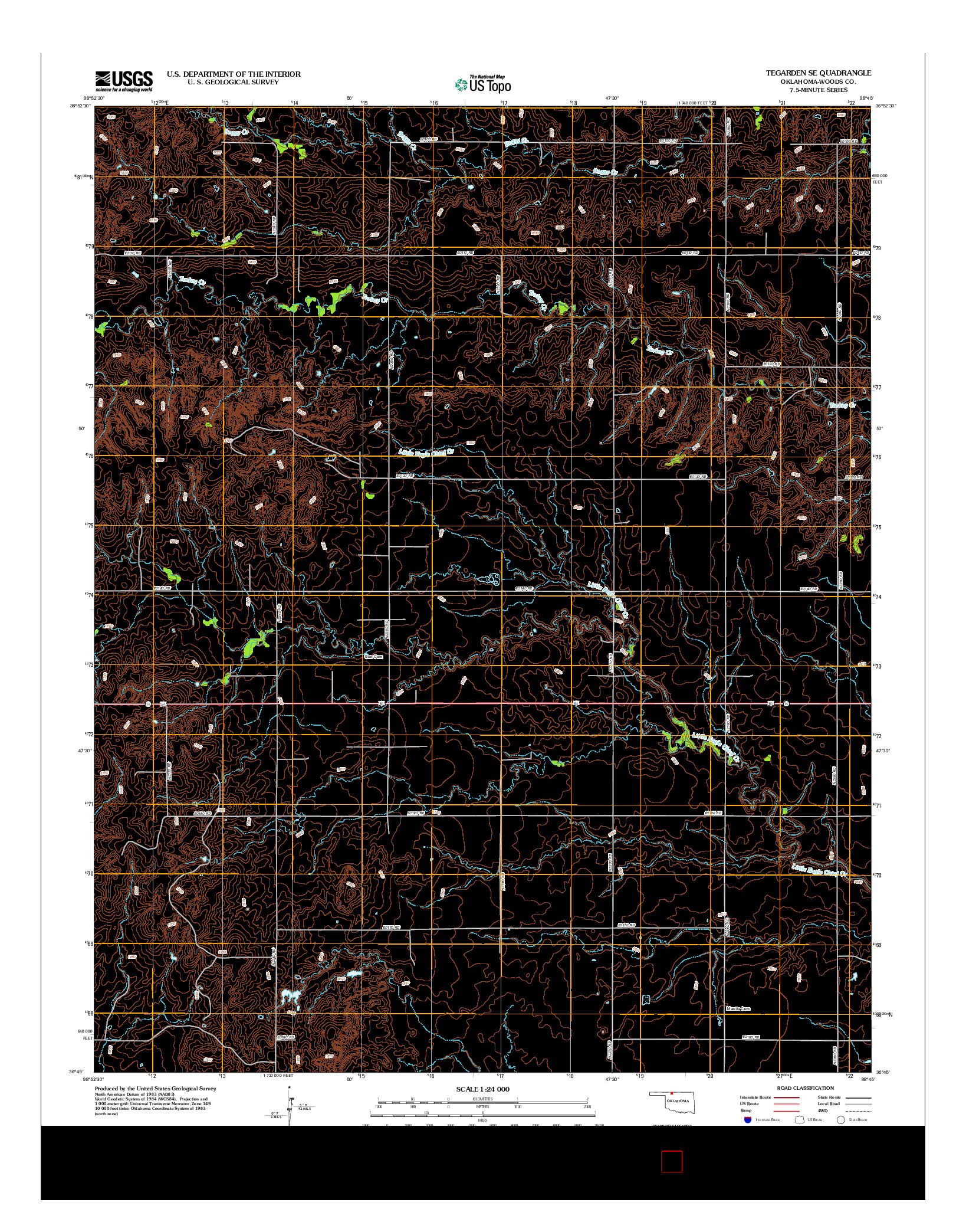 USGS US TOPO 7.5-MINUTE MAP FOR TEGARDEN SE, OK 2012