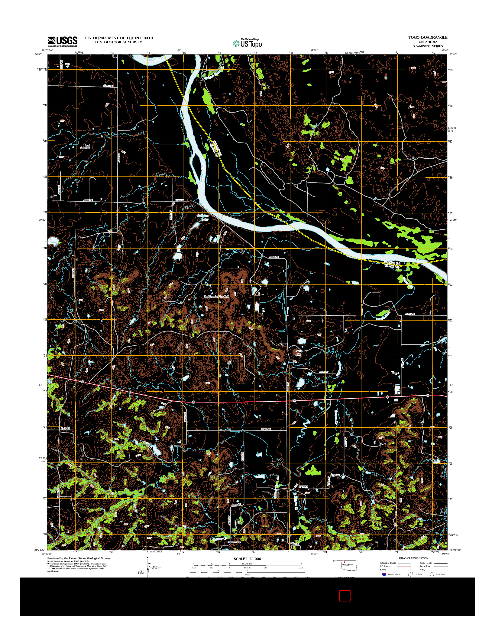 USGS US TOPO 7.5-MINUTE MAP FOR TOGO, OK 2012
